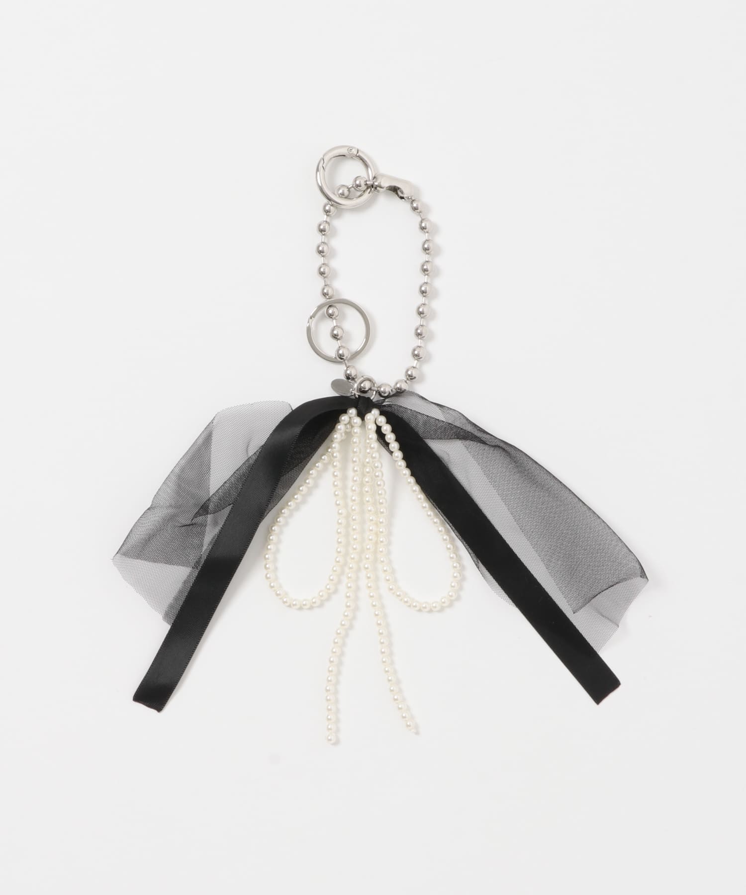 チュールリボンパールキーチェーン BLK -