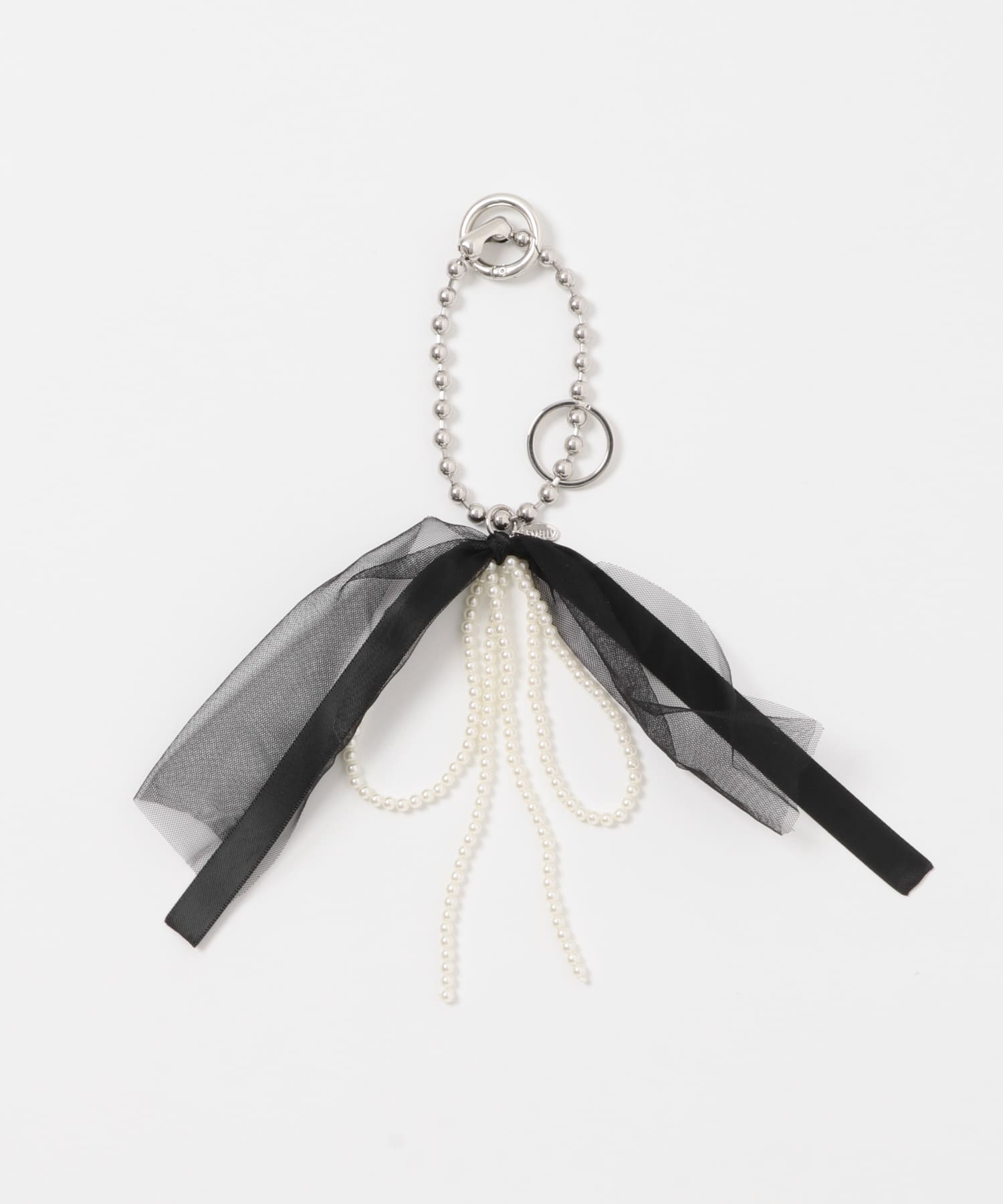 チュールリボンパールキーチェーン BLK -