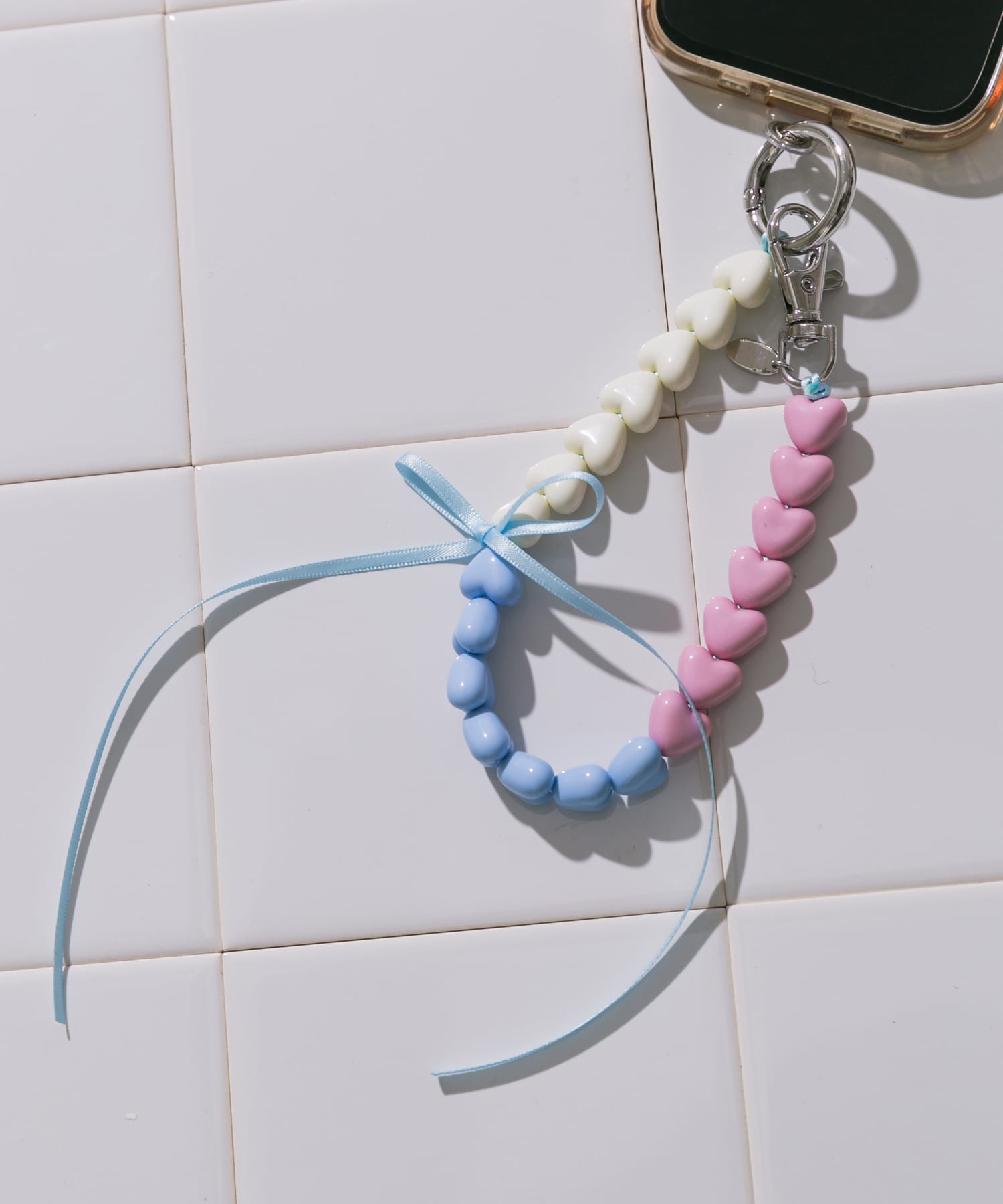 カラフルミニハートリボンキーチェーン