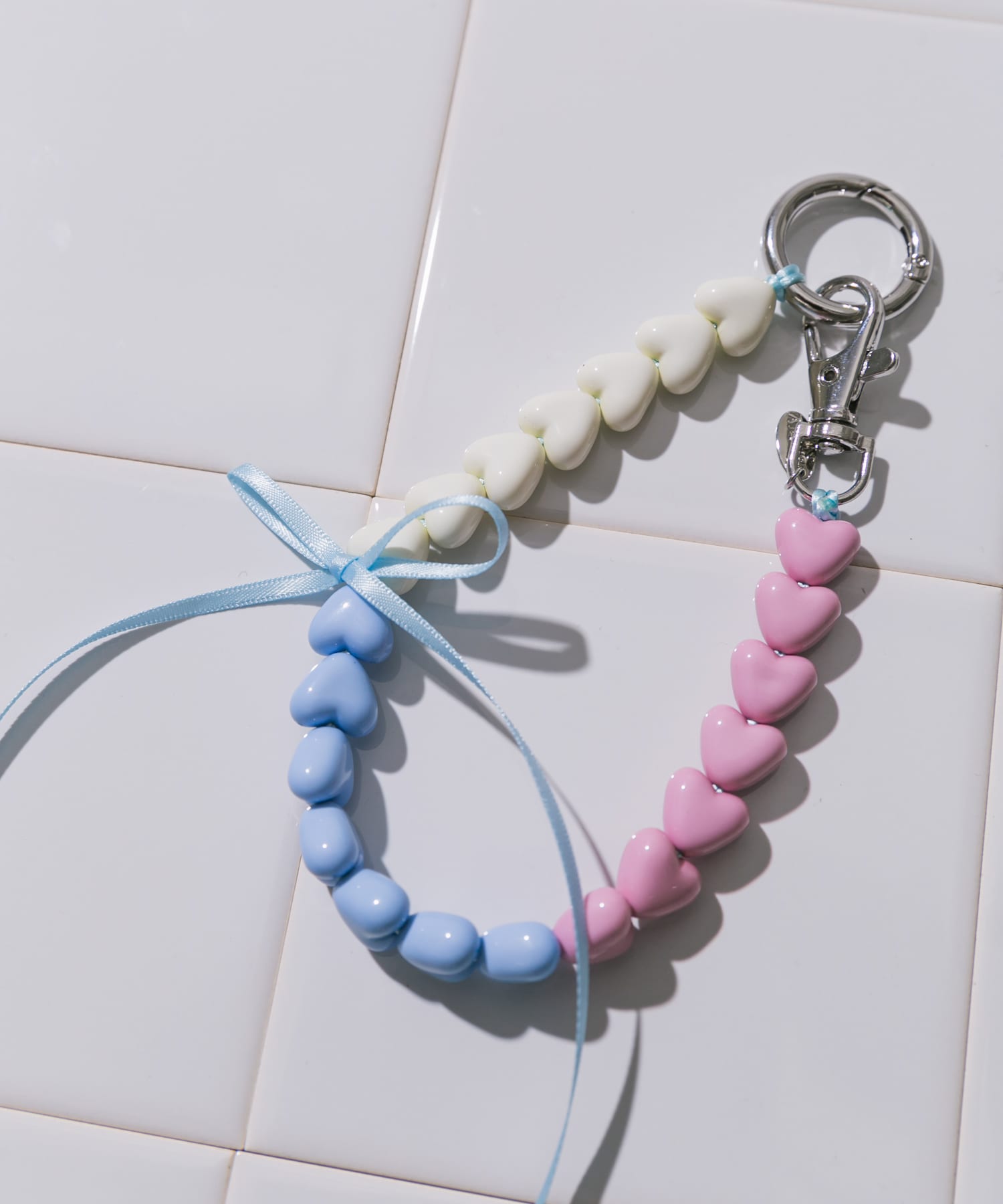 カラフルミニハートリボンキーチェーン BLU/PNK -