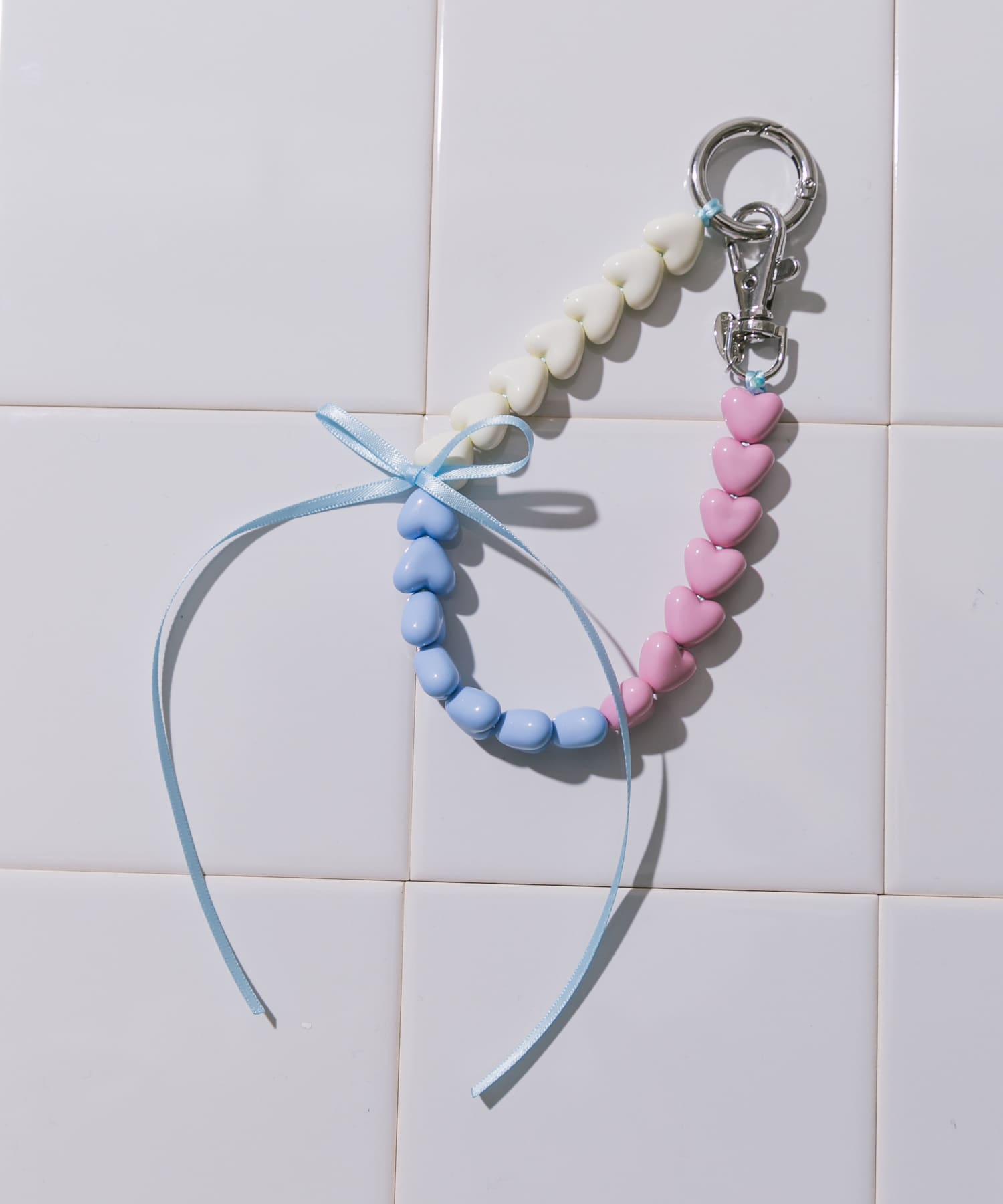 カラフルミニハートリボンキーチェーン BLU/PNK -
