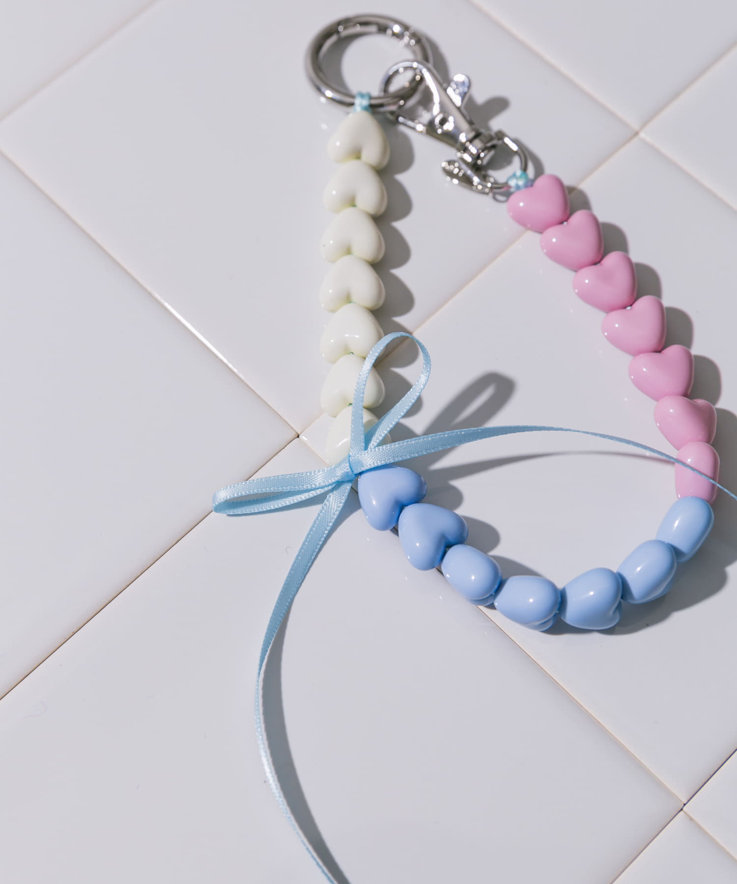 カラフルミニハートリボンキーチェーン BLU/PNK -