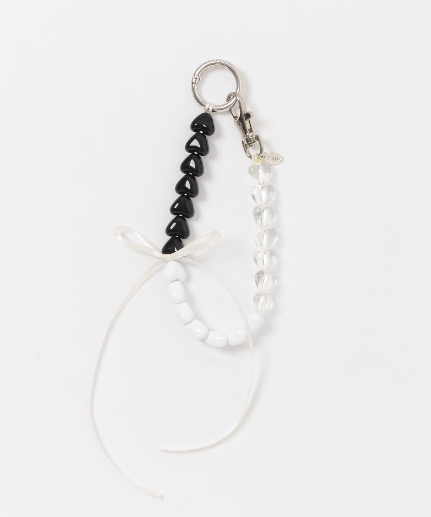 カラフルミニハートリボンキーチェーン WHT/BLK -