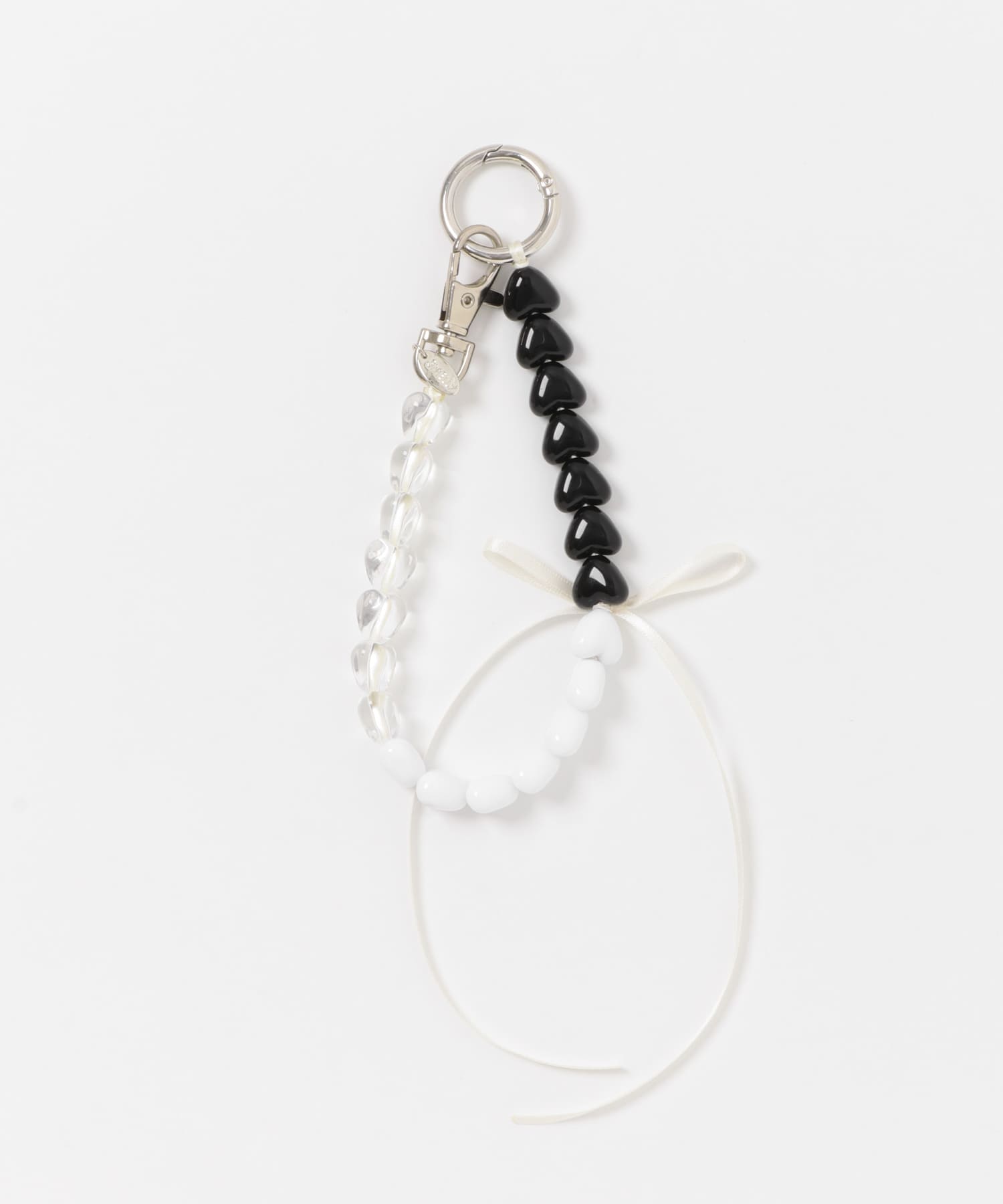 カラフルミニハートリボンキーチェーン WHT/BLK -