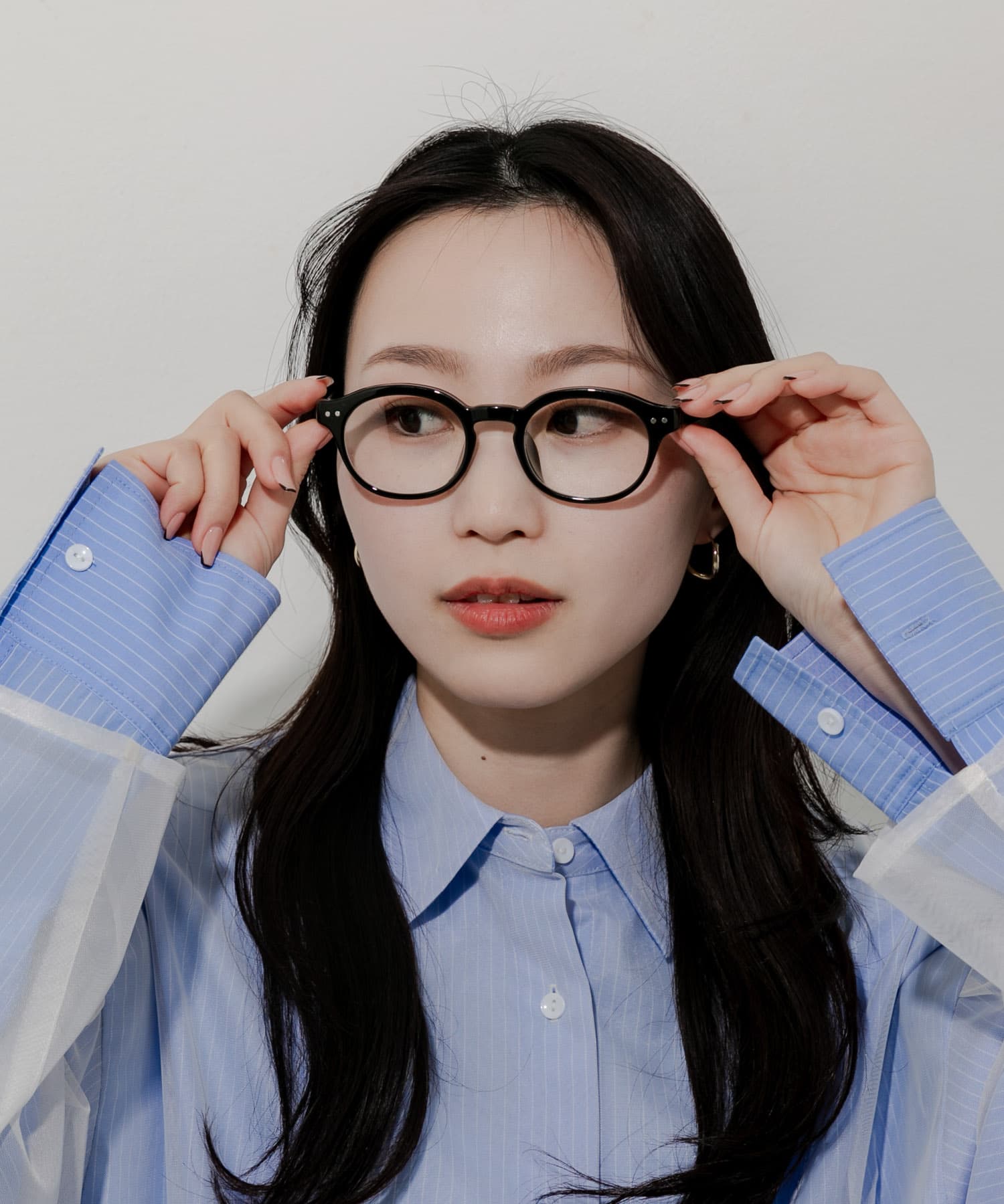 オーバルフレームダテメガネ BLK -