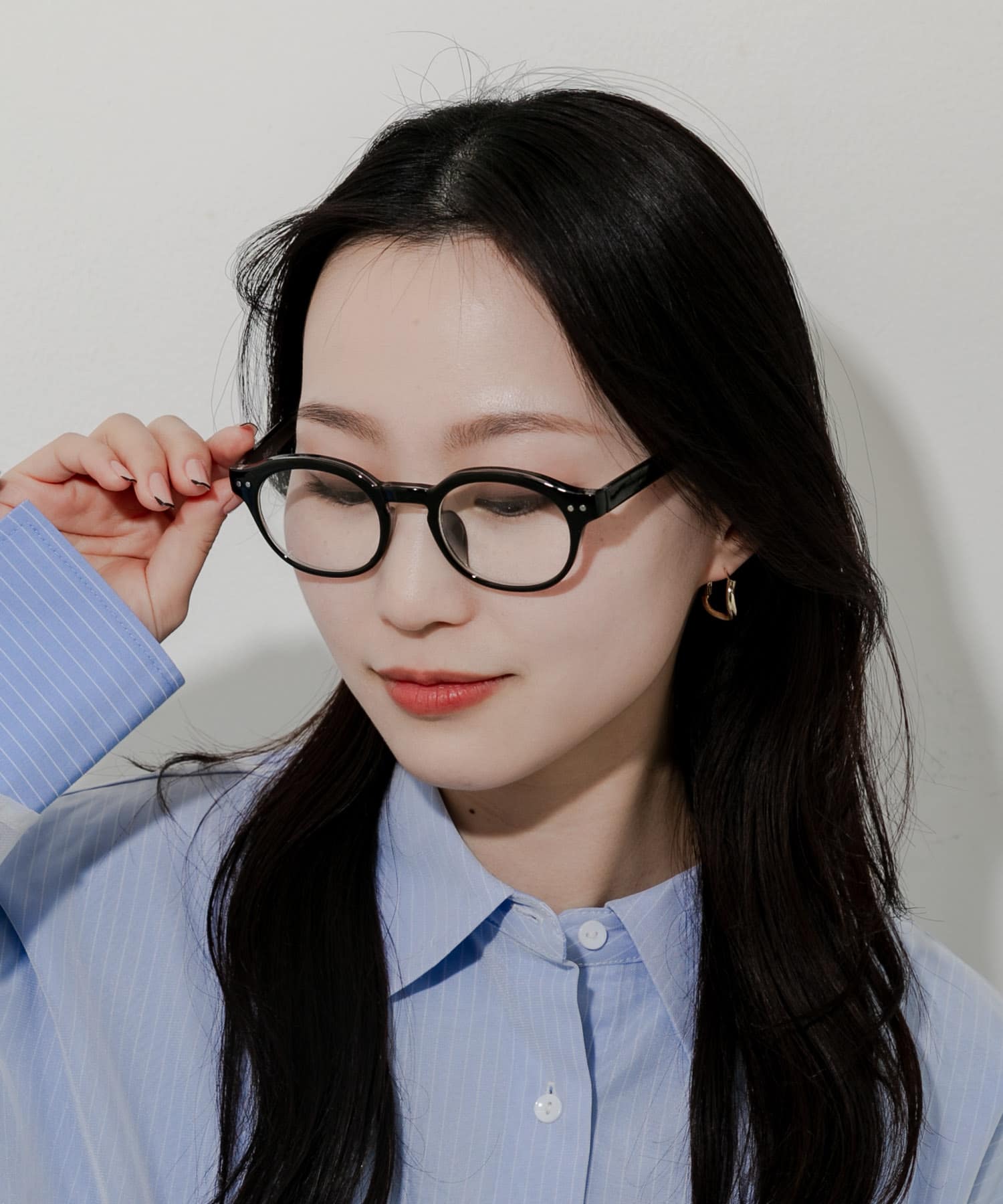 オーバルフレームダテメガネ BLK -