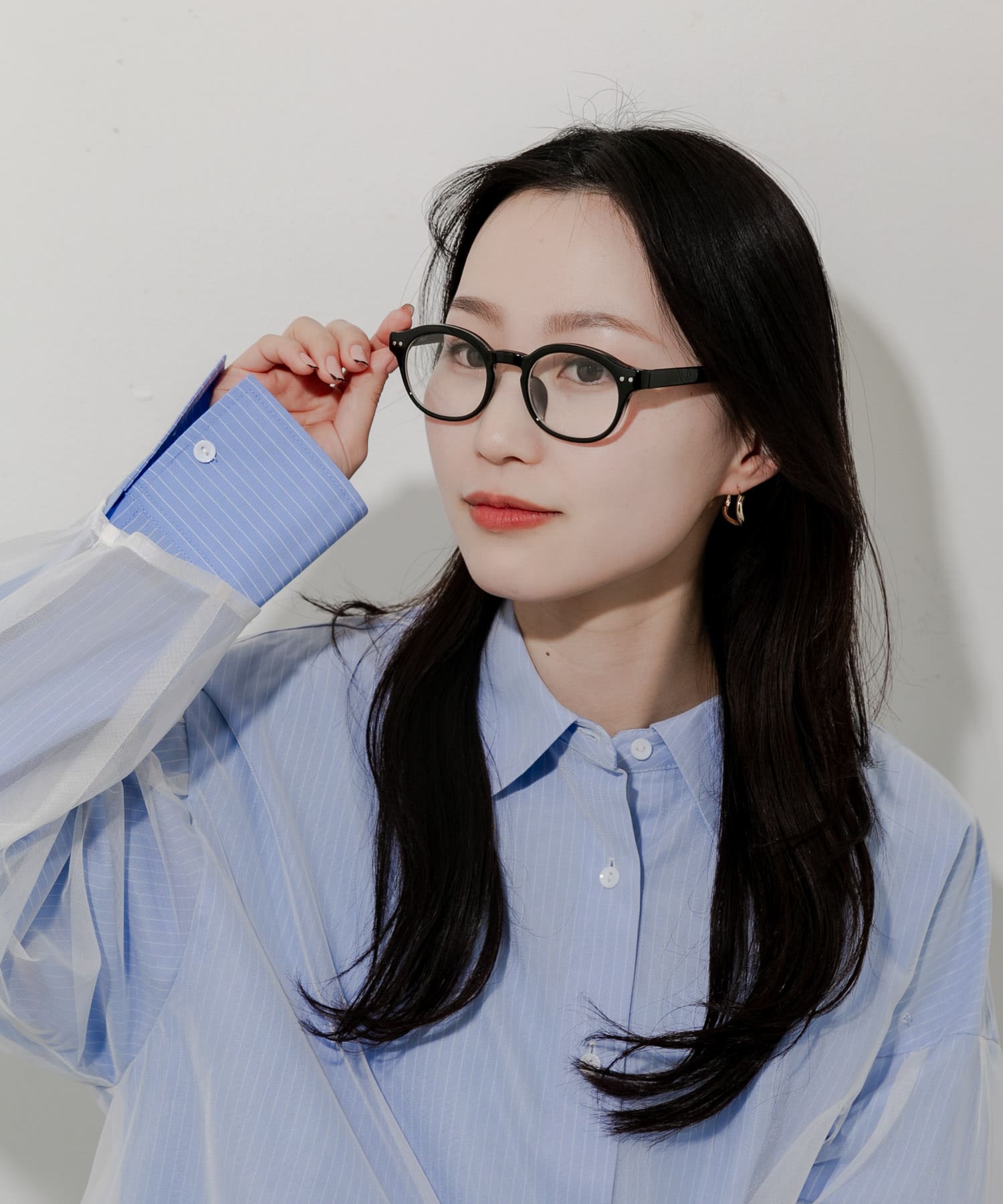 オーバルフレームダテメガネ BLK -