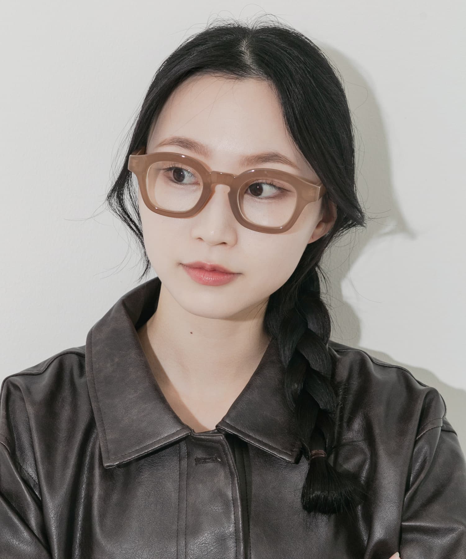 ワイドフレームダテメガネ BEG -