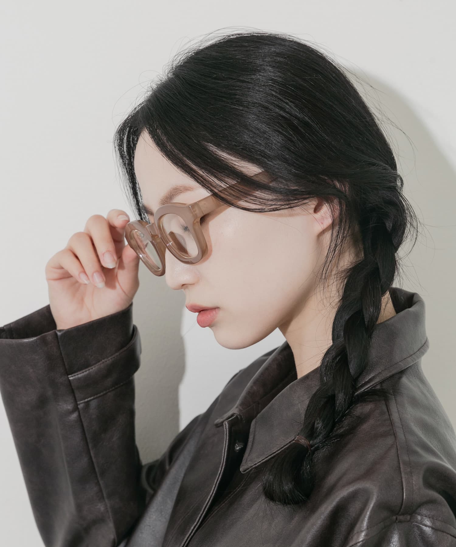 ワイドフレームダテメガネ BEG -