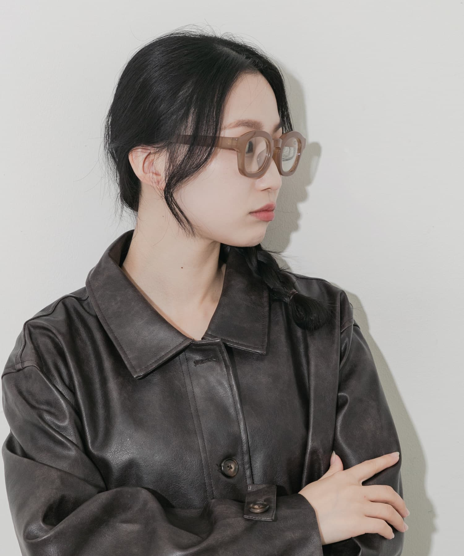 ワイドフレームダテメガネ BEG -