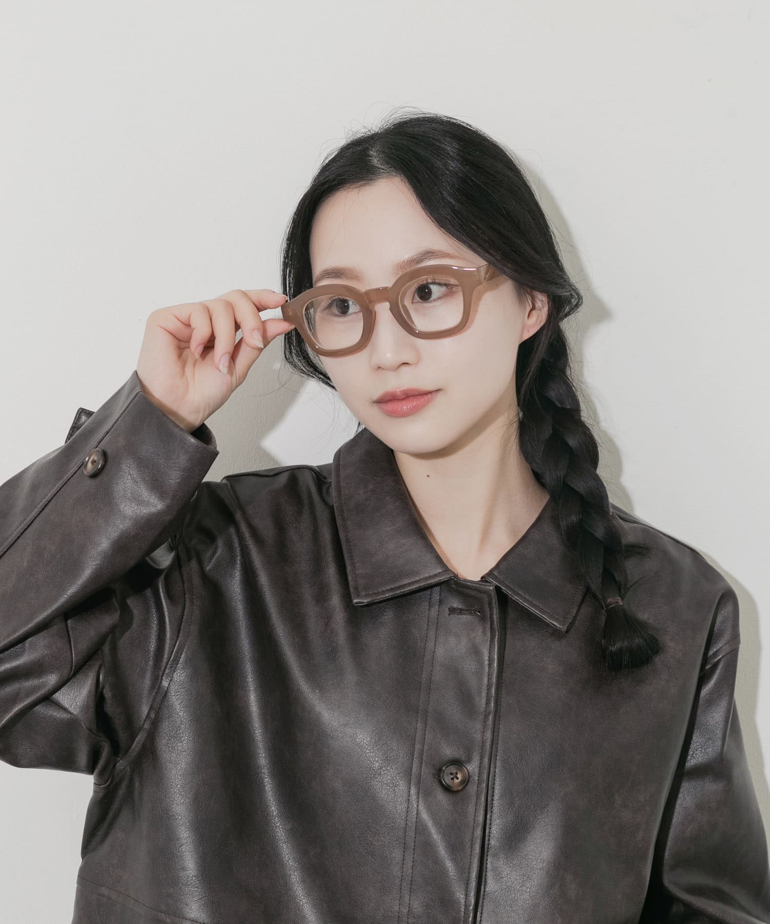 ワイドフレームダテメガネ BEG -