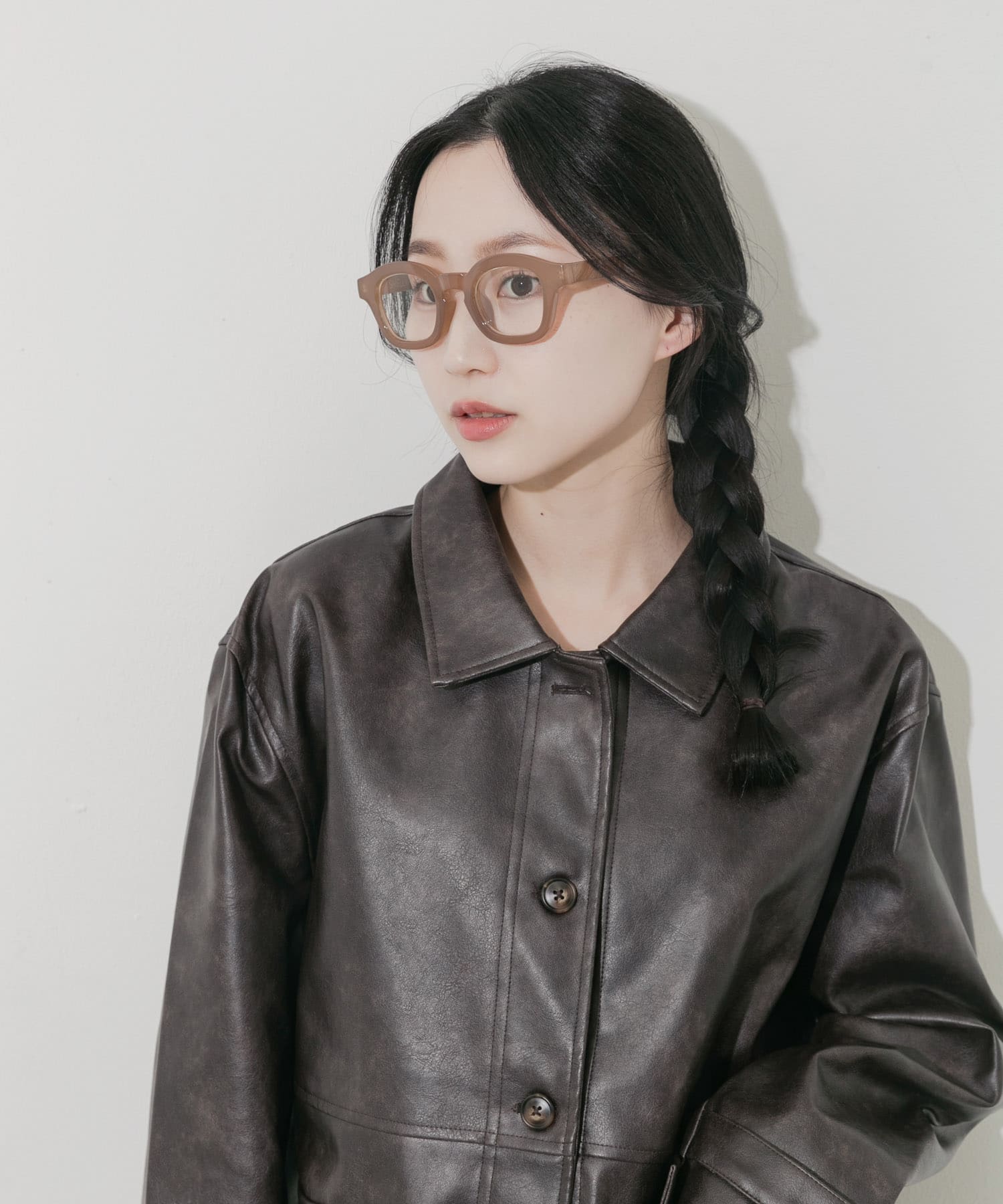 ワイドフレームダテメガネ BEG -