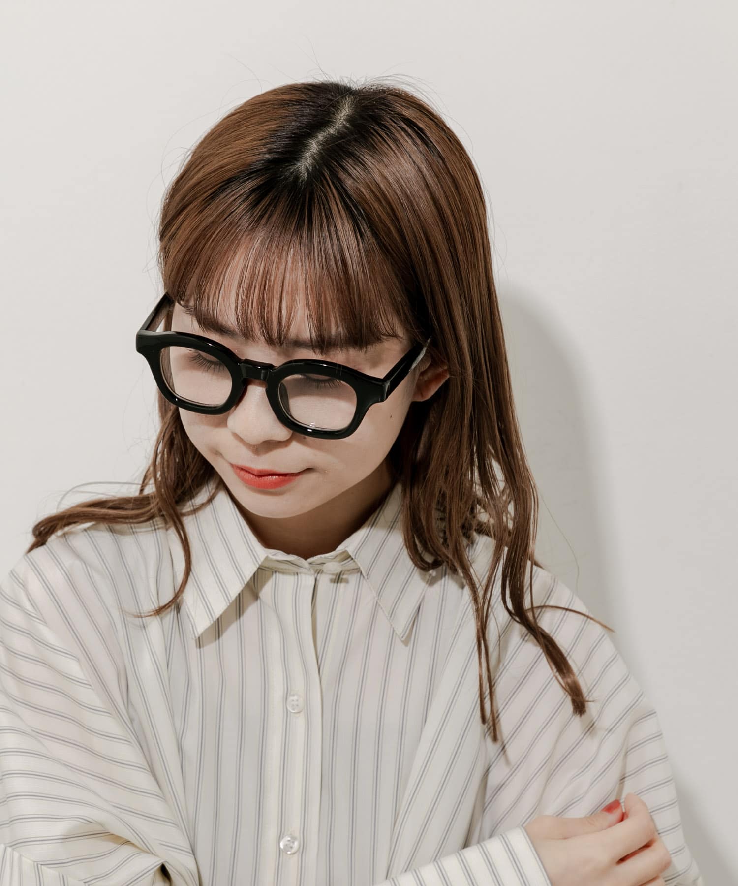 ワイドフレームダテメガネ BLK -