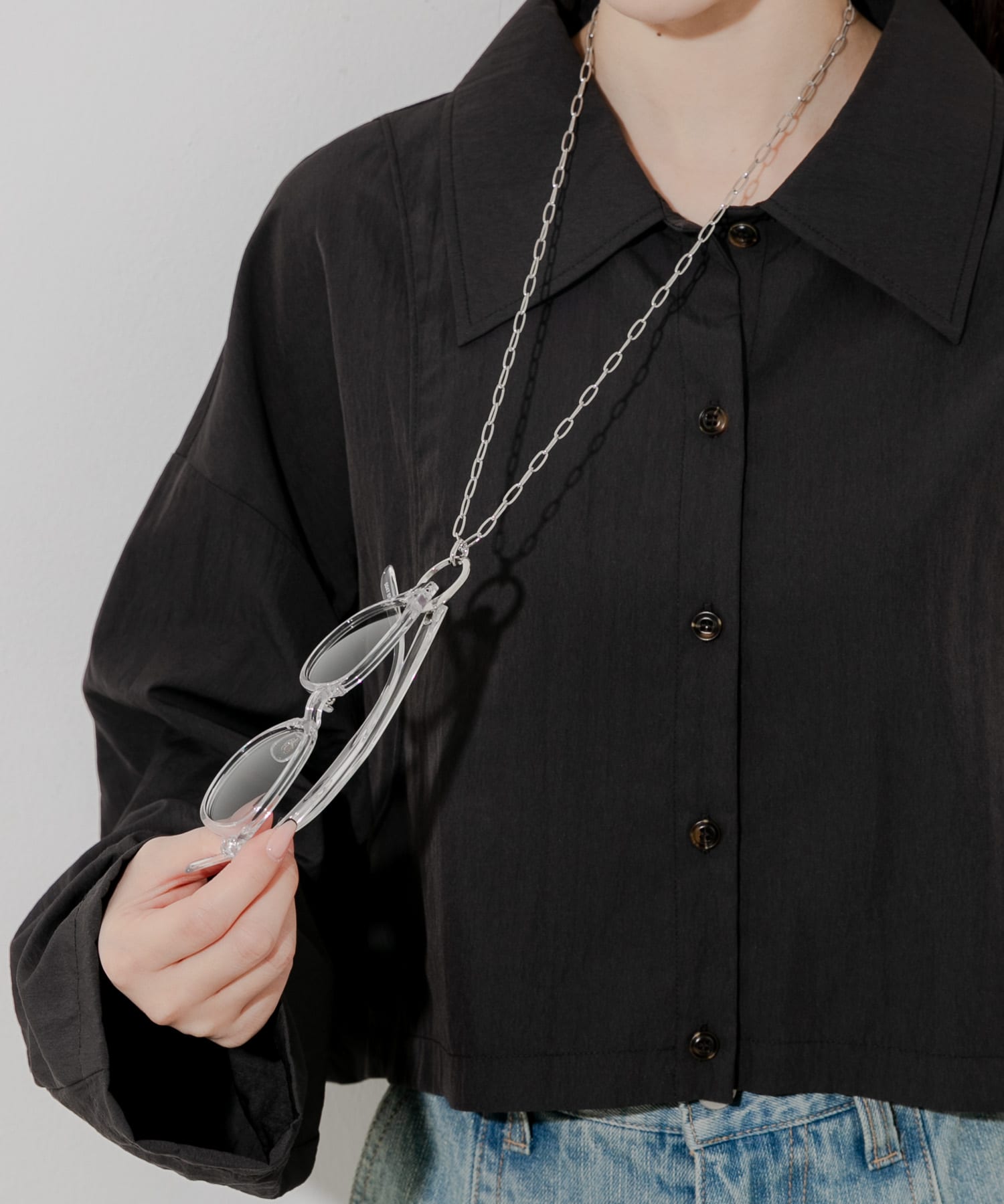 オーバルチェーンメガネホルダー SLV -