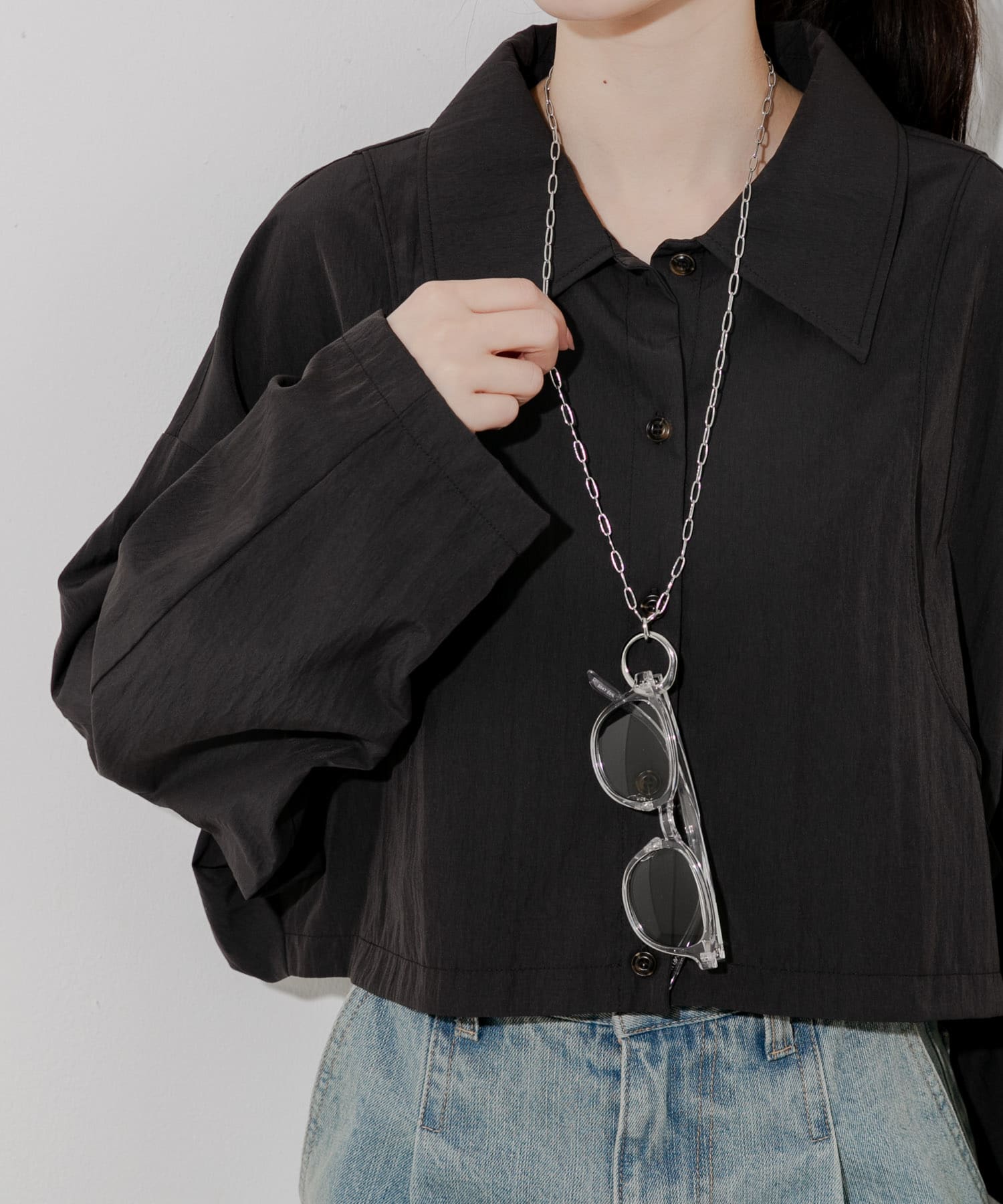 オーバルチェーンメガネホルダー SLV -