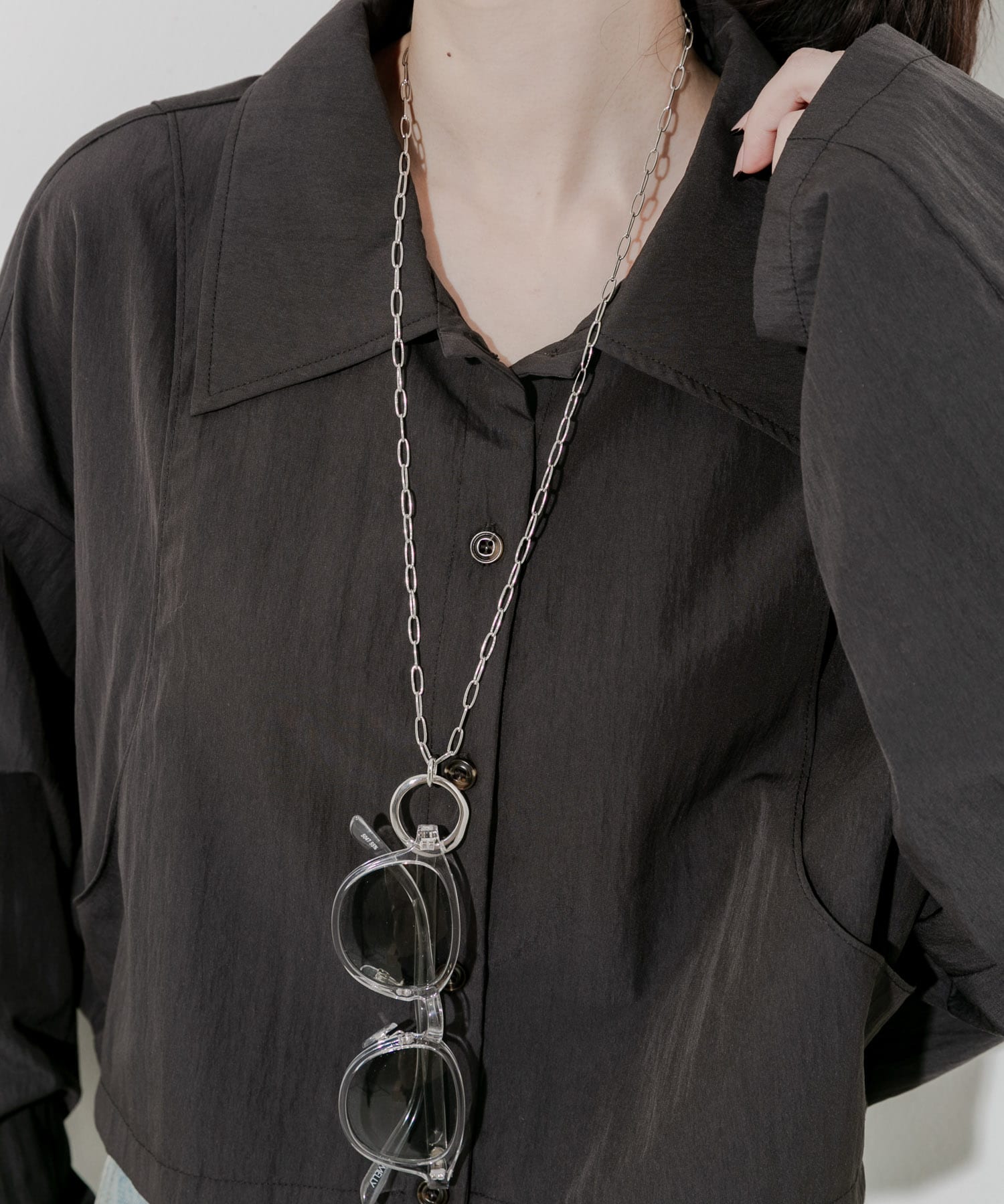 オーバルチェーンメガネホルダー SLV -