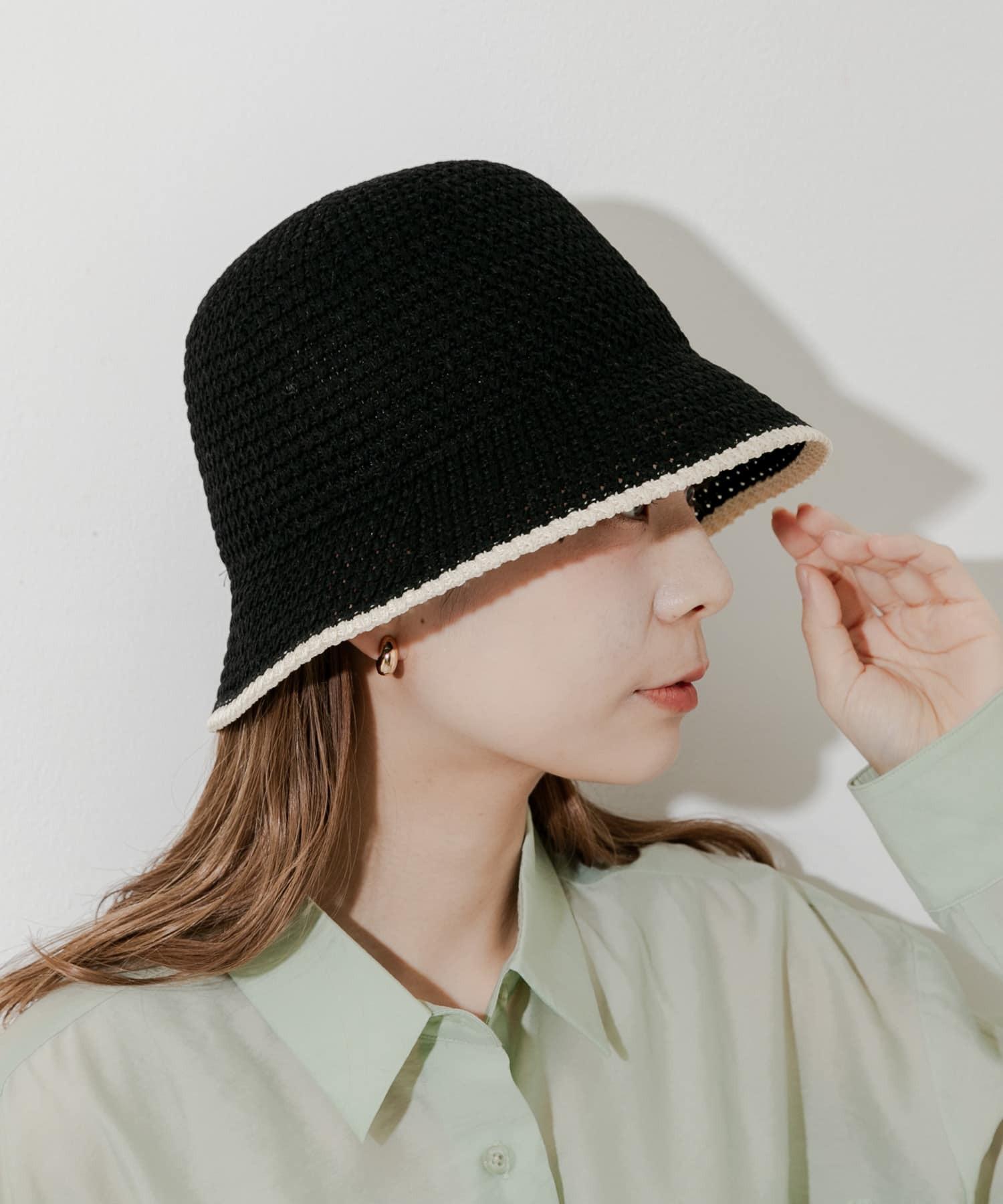 バイカラーシンプルハット BLK -