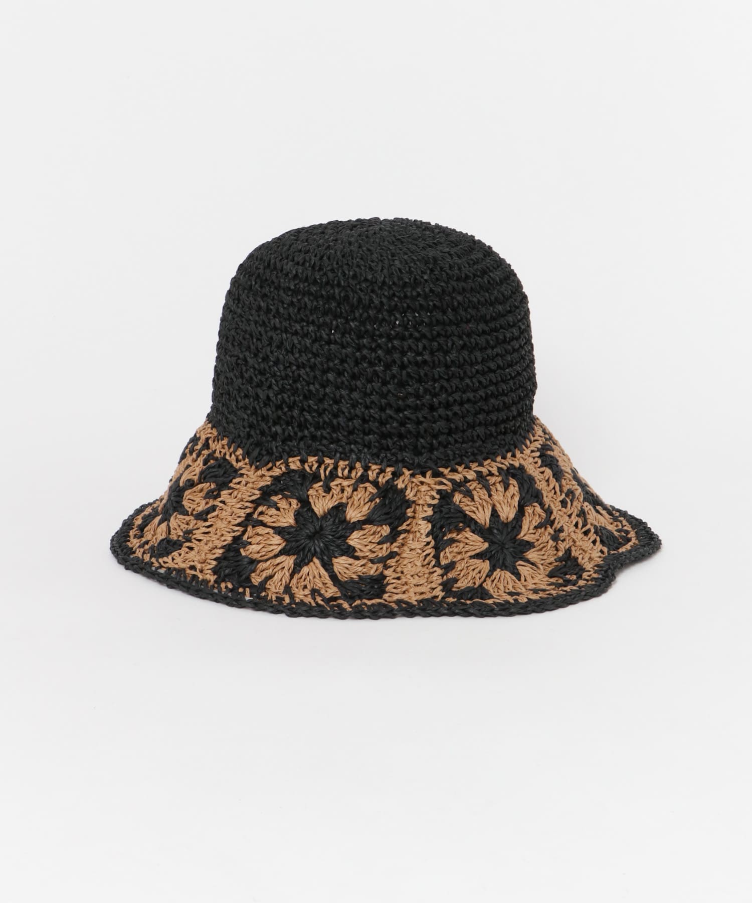 クロシェモチーフペーパーハット BLK/BEG -