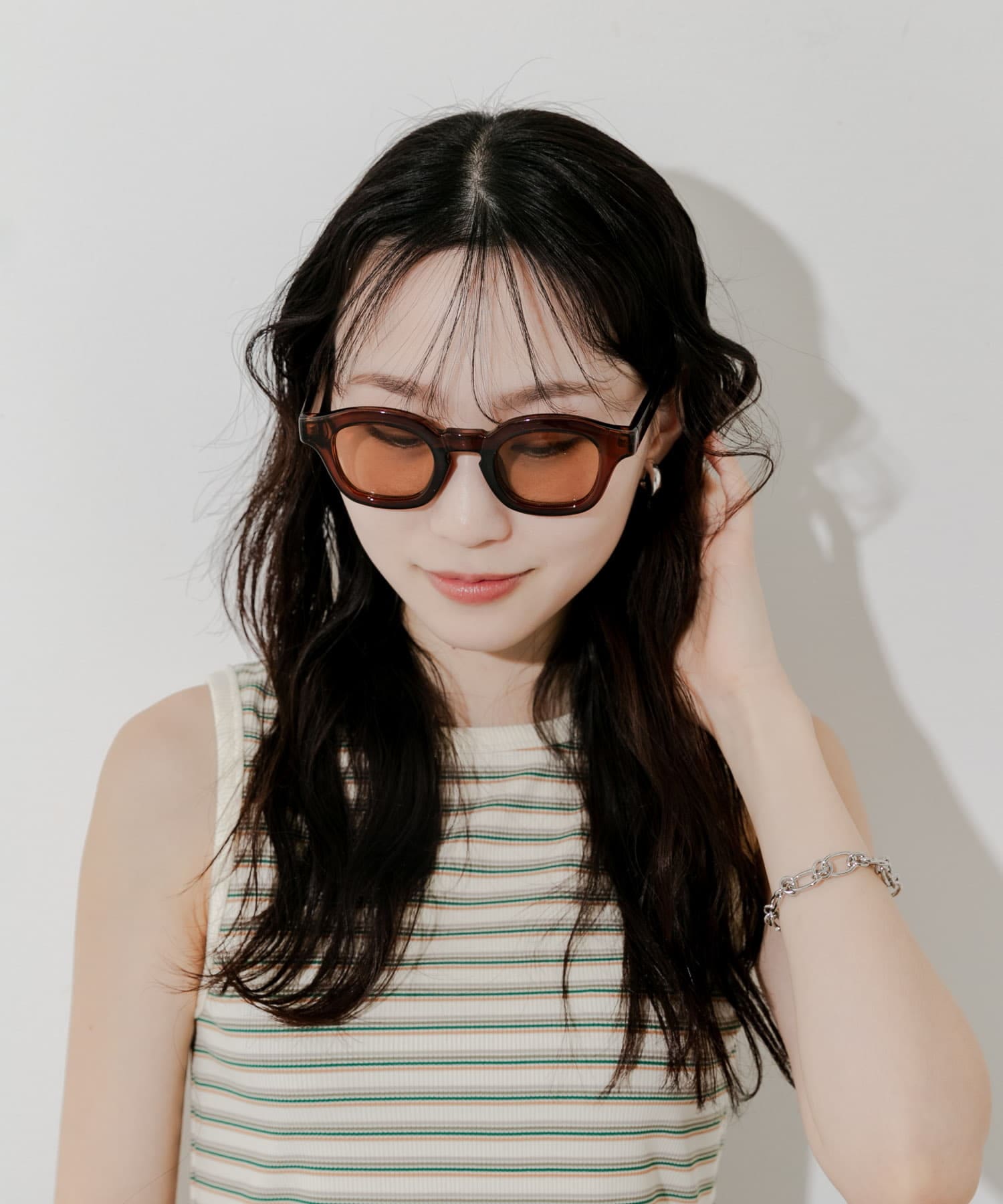 ワイドフレームサングラス BRN -