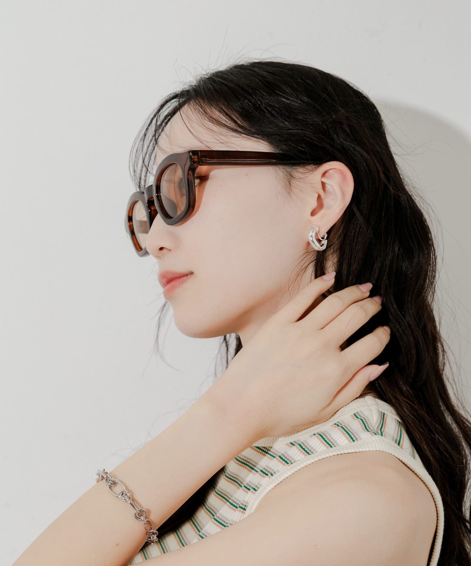 ワイドフレームサングラス BRN -