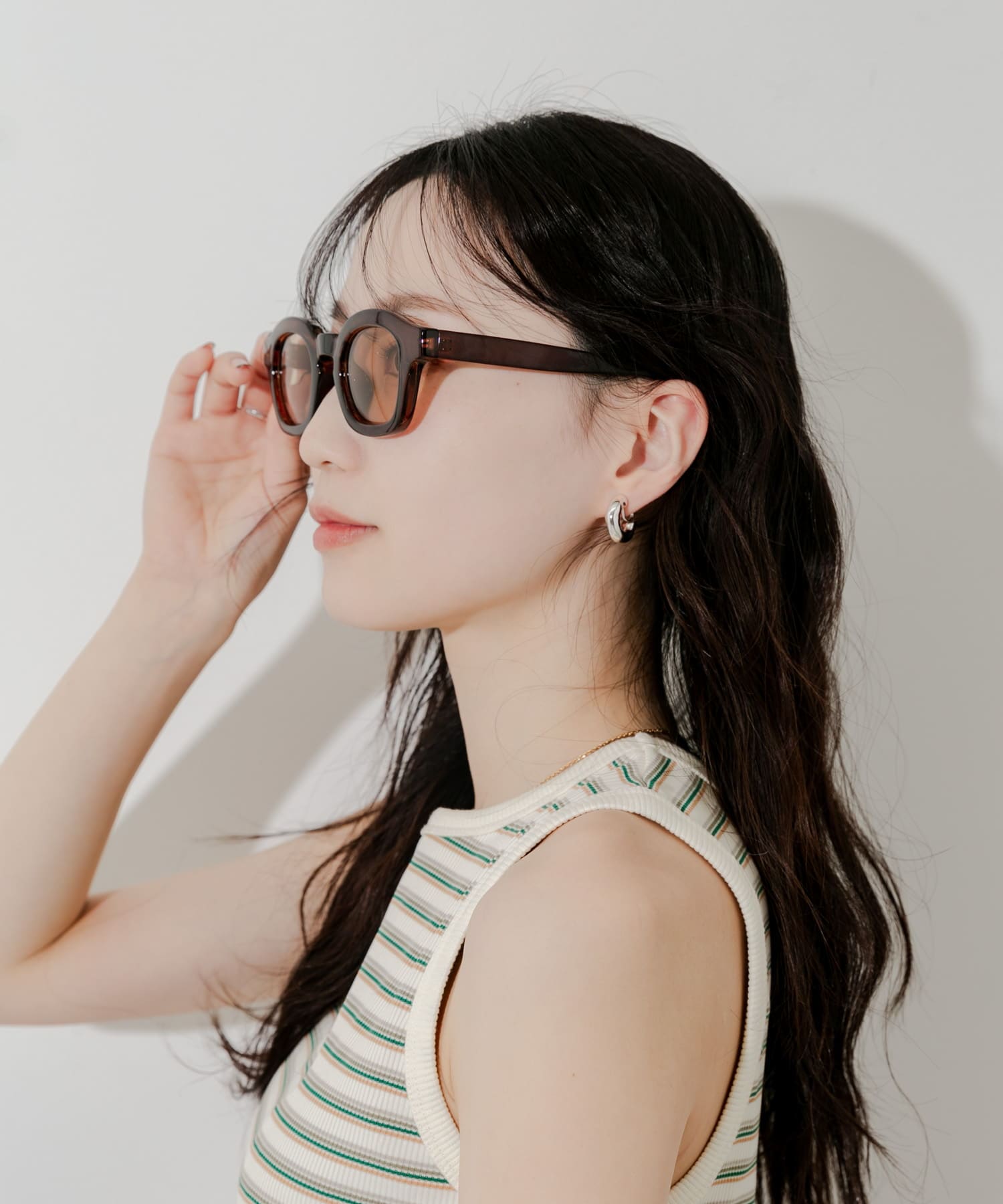 ワイドフレームサングラス BRN -