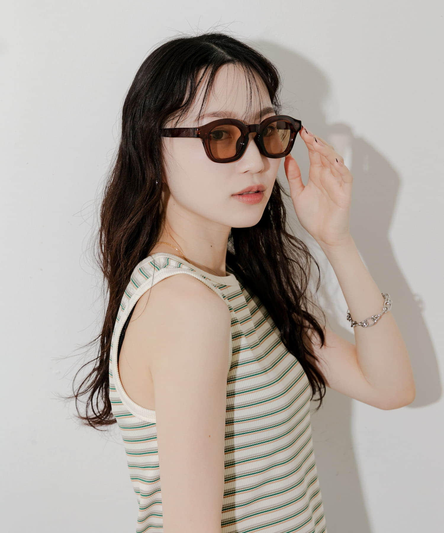 ワイドフレームサングラス BRN -