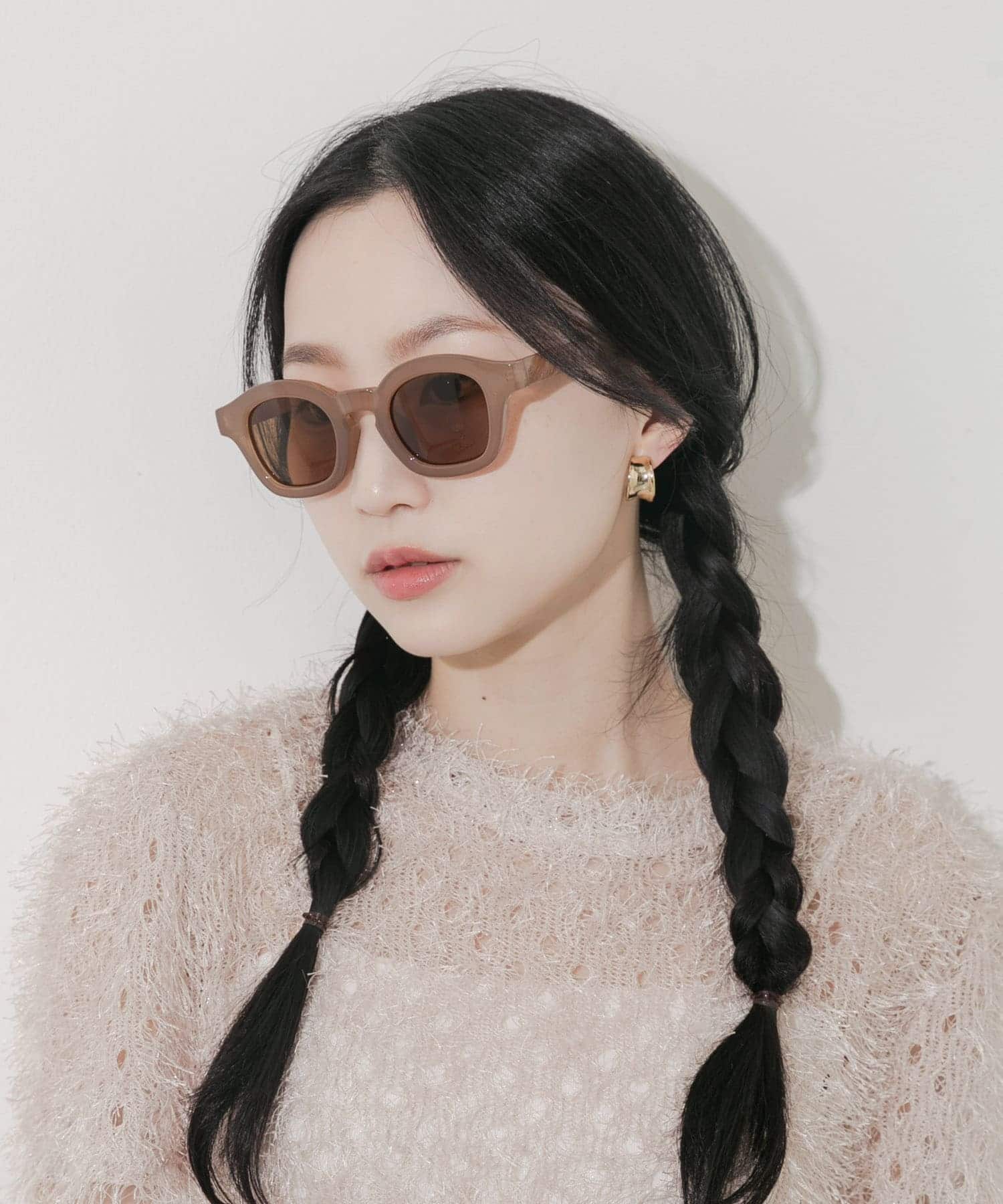 ワイドフレームサングラス BEG -