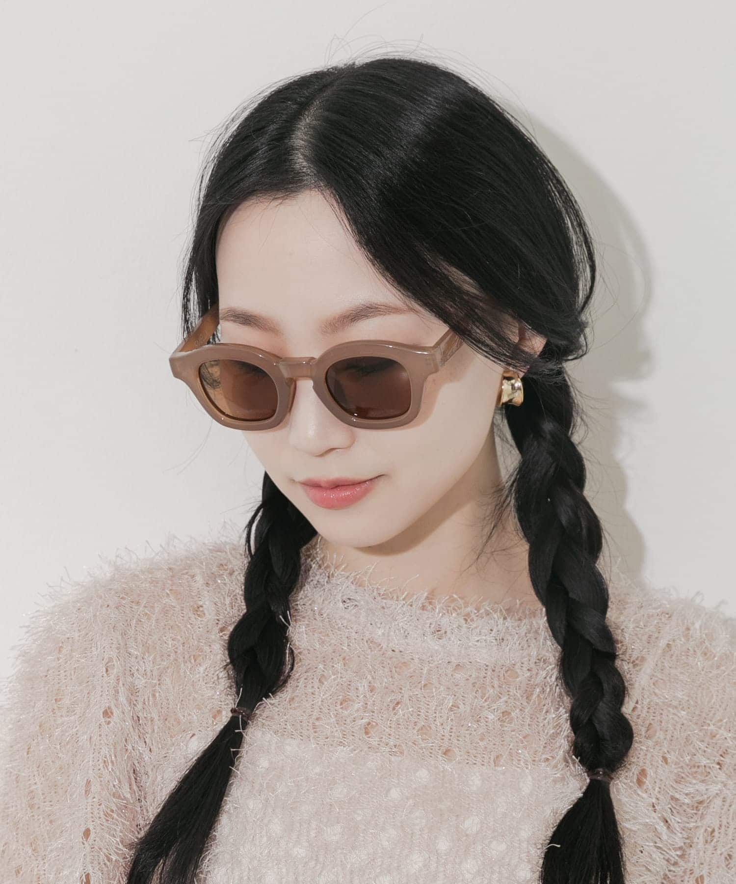 ワイドフレームサングラス BEG -