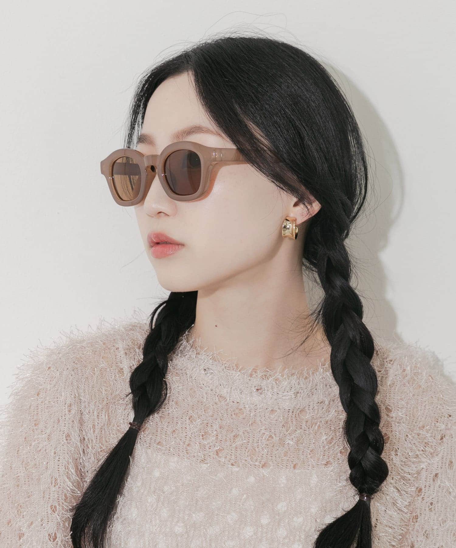 ワイドフレームサングラス BEG -