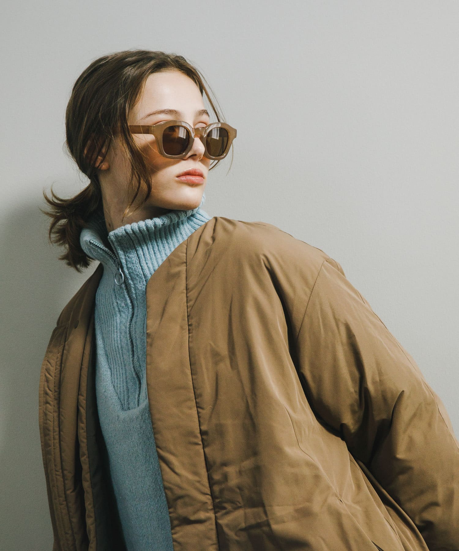 ワイドフレームサングラス BEG -