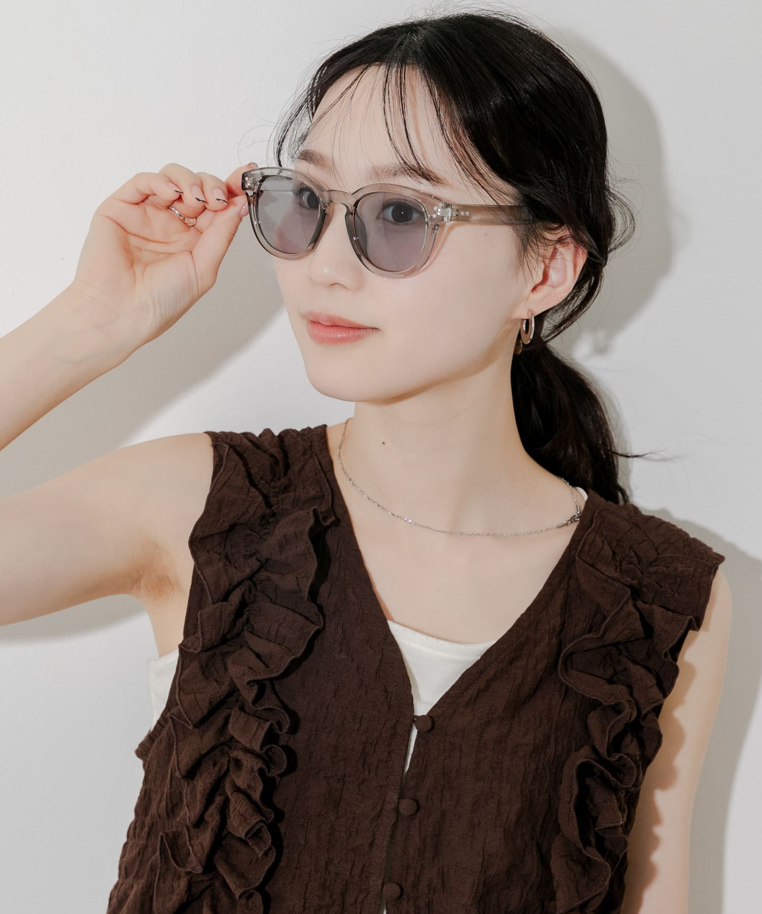 クリアフレームサングラス GRY -