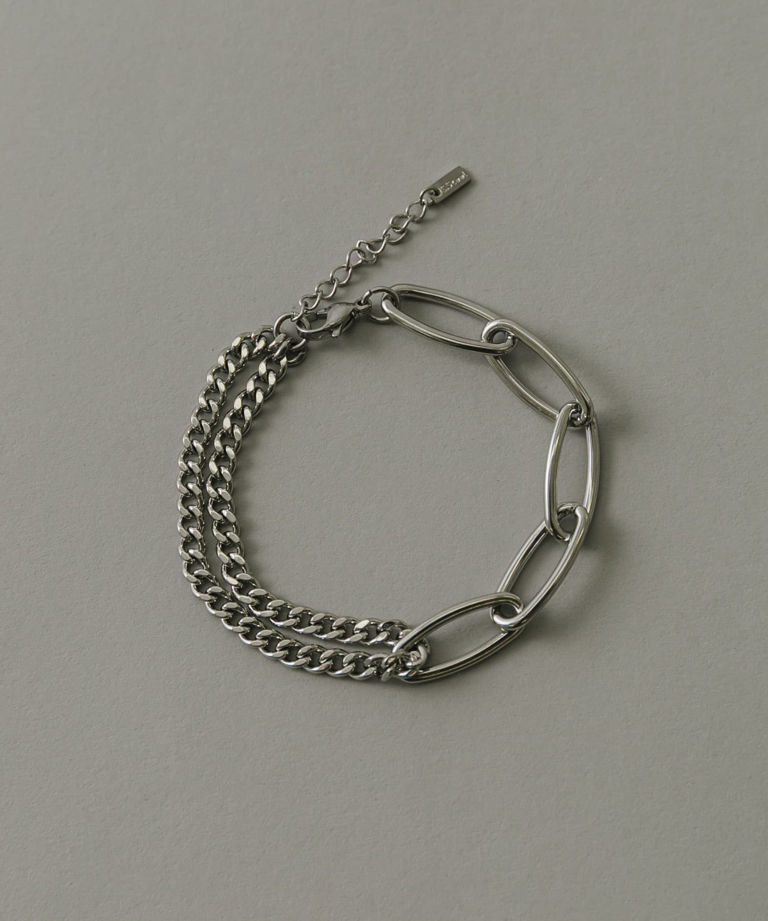 ステンレスオーバルチェーンコンビブレスレット