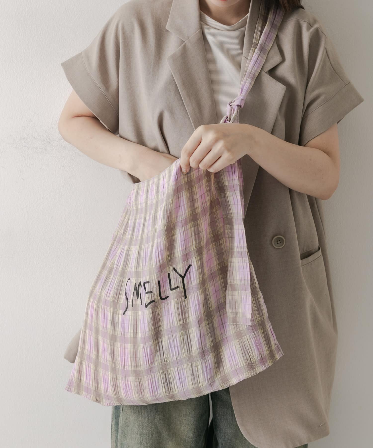 プリントショルダーバッグ YEL.CHECK S