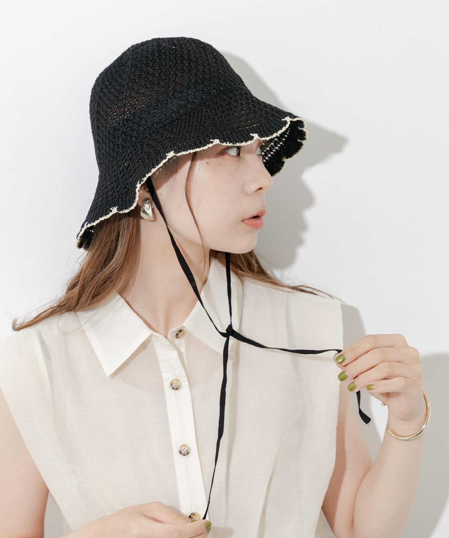 スカラップチューリップハット BLK -