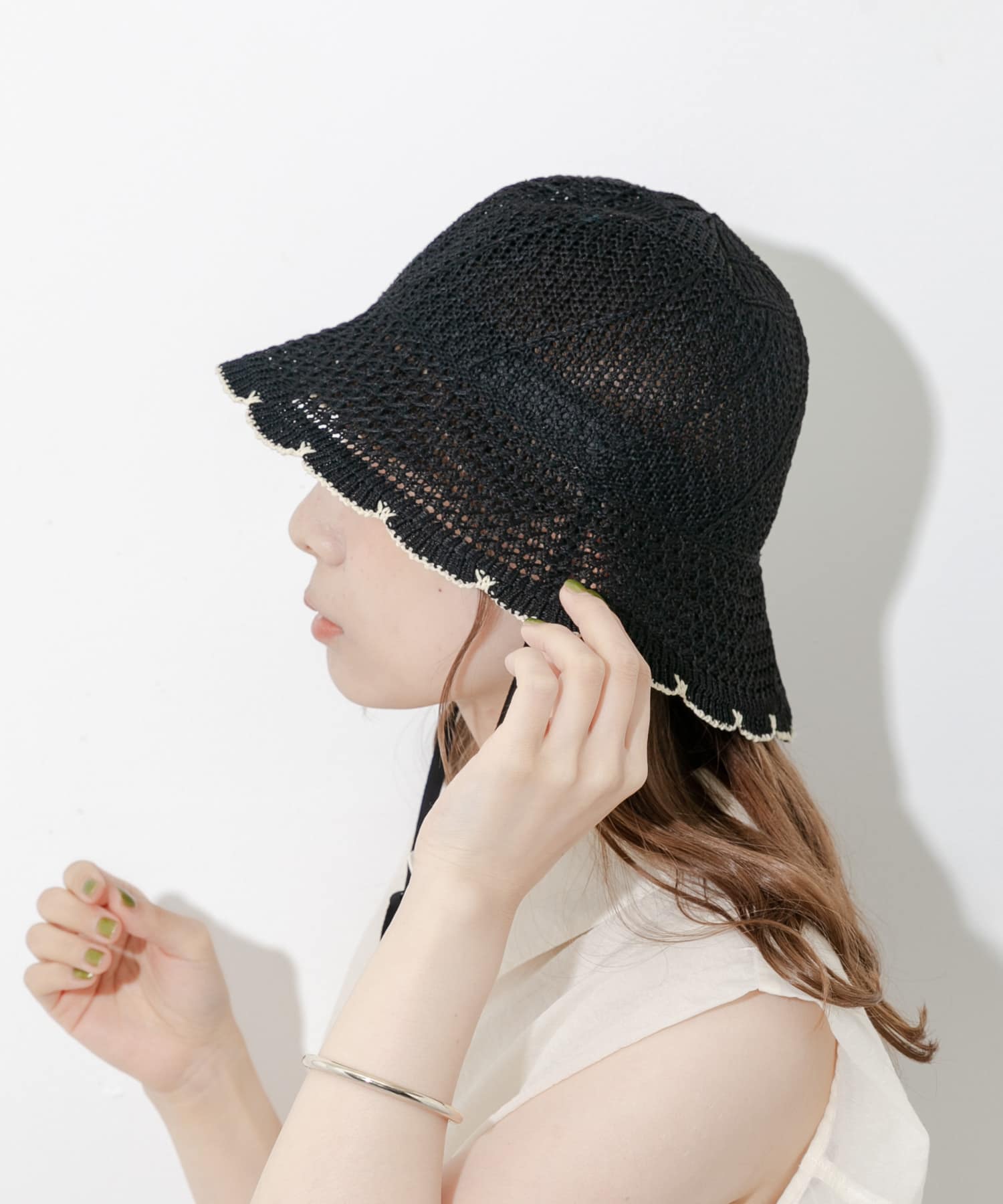 スカラップチューリップハット BLK -