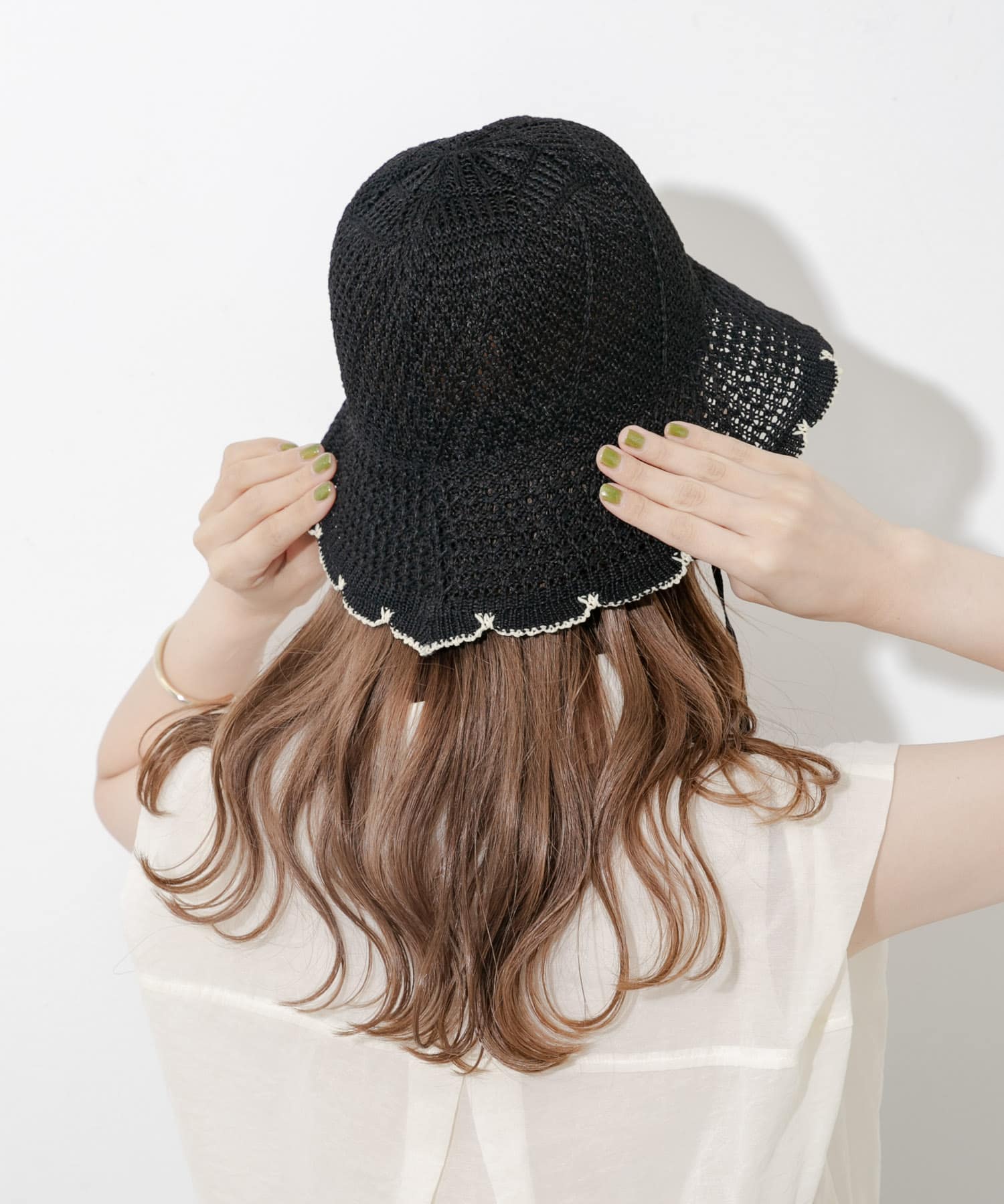 スカラップチューリップハット BLK -