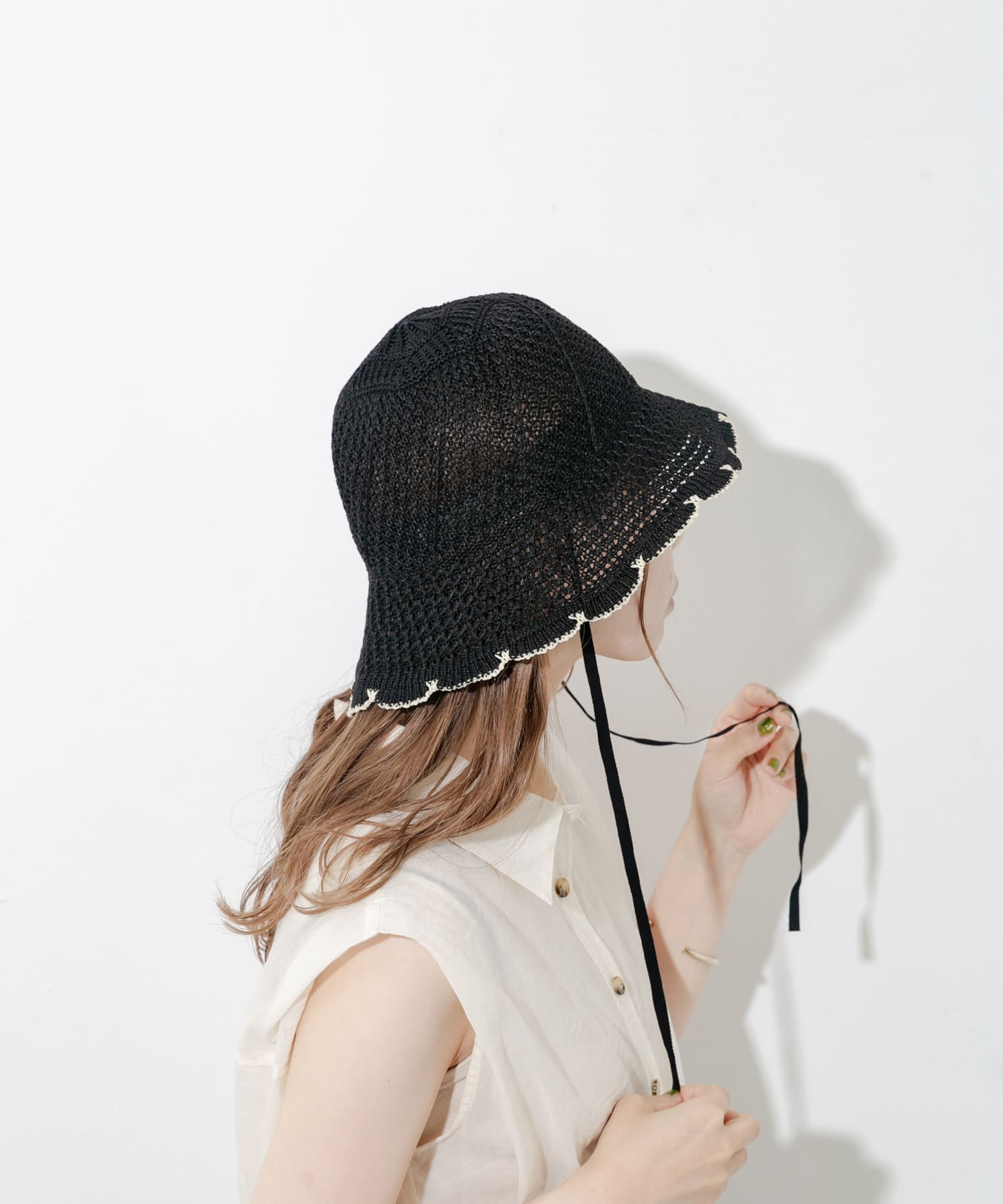 スカラップチューリップハット BLK -