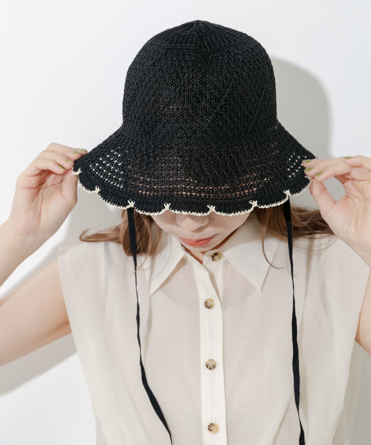 スカラップチューリップハット BLK -