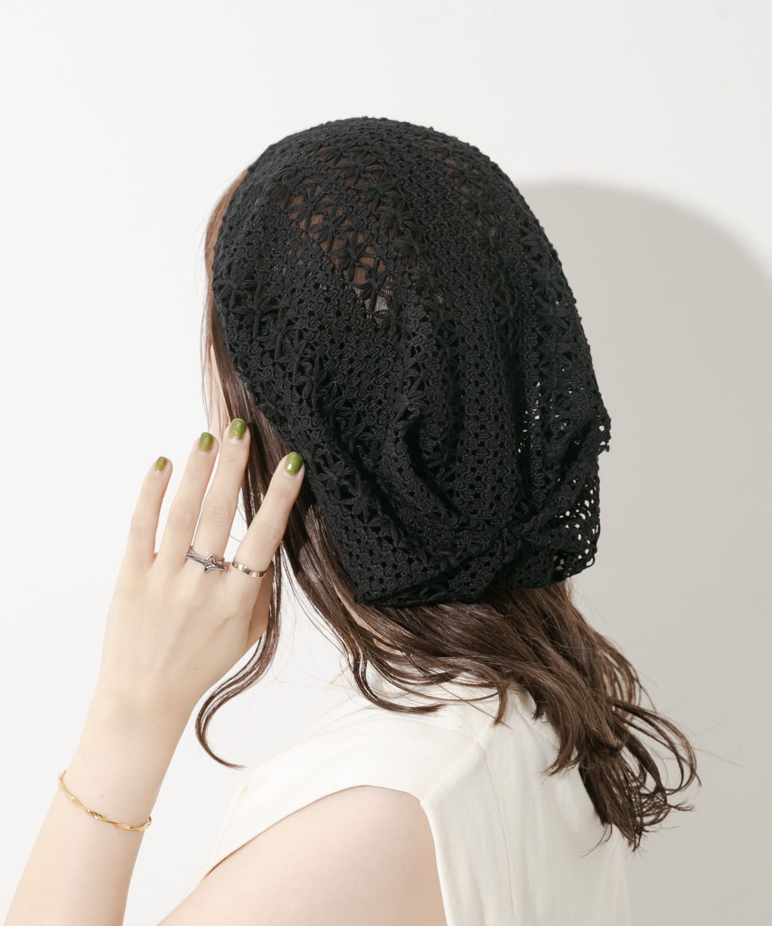 クロシェレースビーニー BLK -