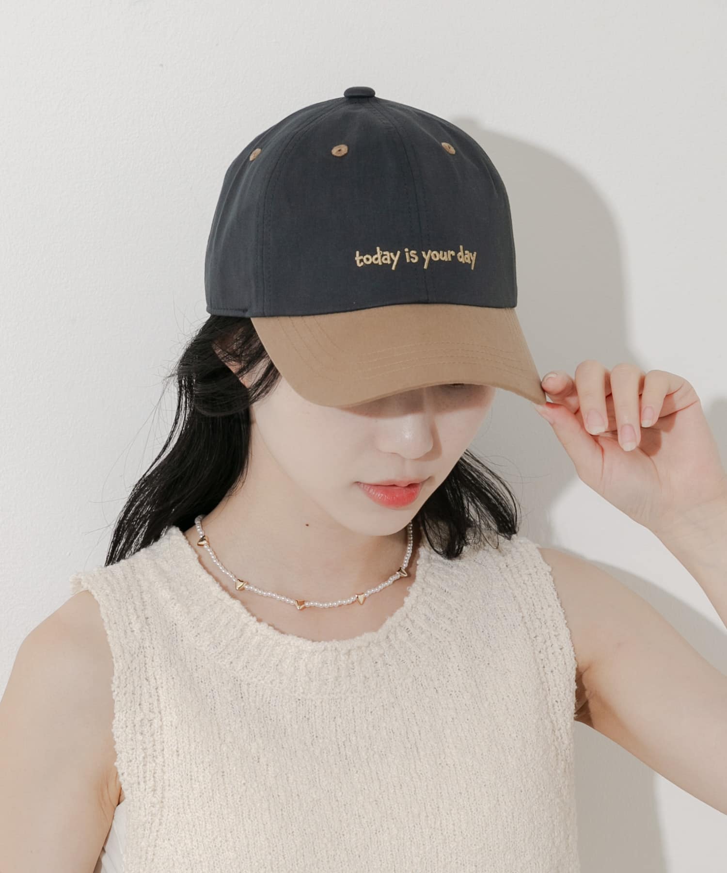 バイカラーコットンキャップ CGR/BRN -