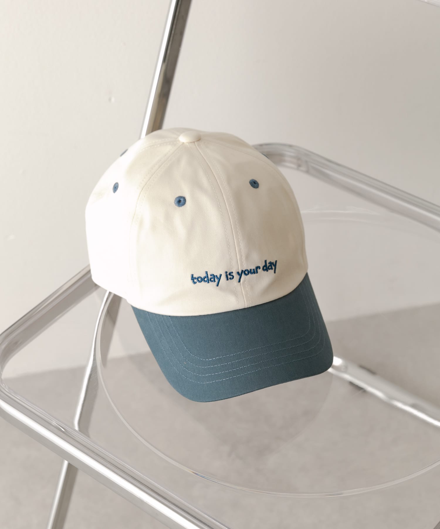 バイカラーコットンキャップ OFF/BLU -