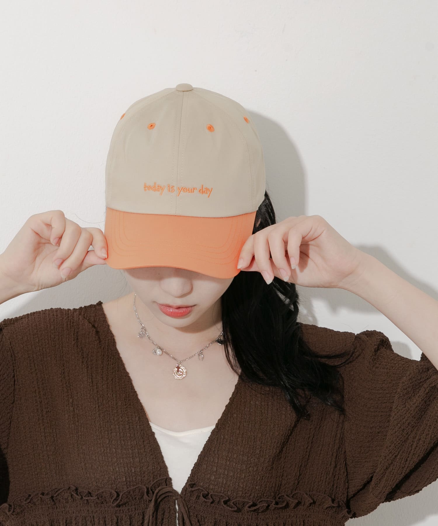 バイカラーコットンキャップ BEG/ORG -