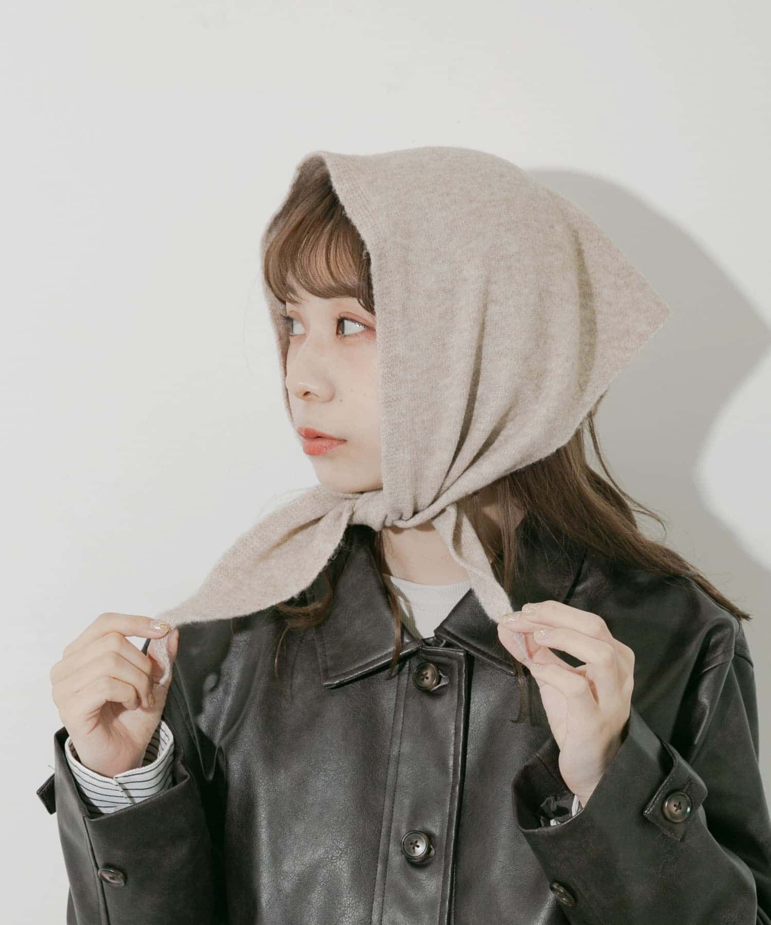 ニットスカーフ BEG -