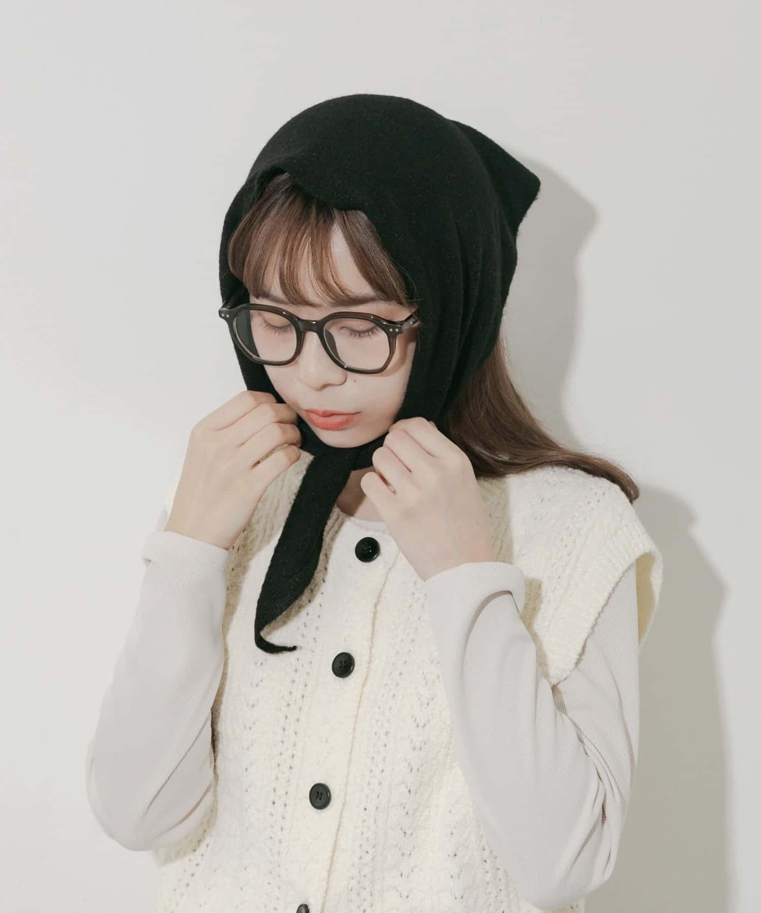 ニットスカーフ BLK -