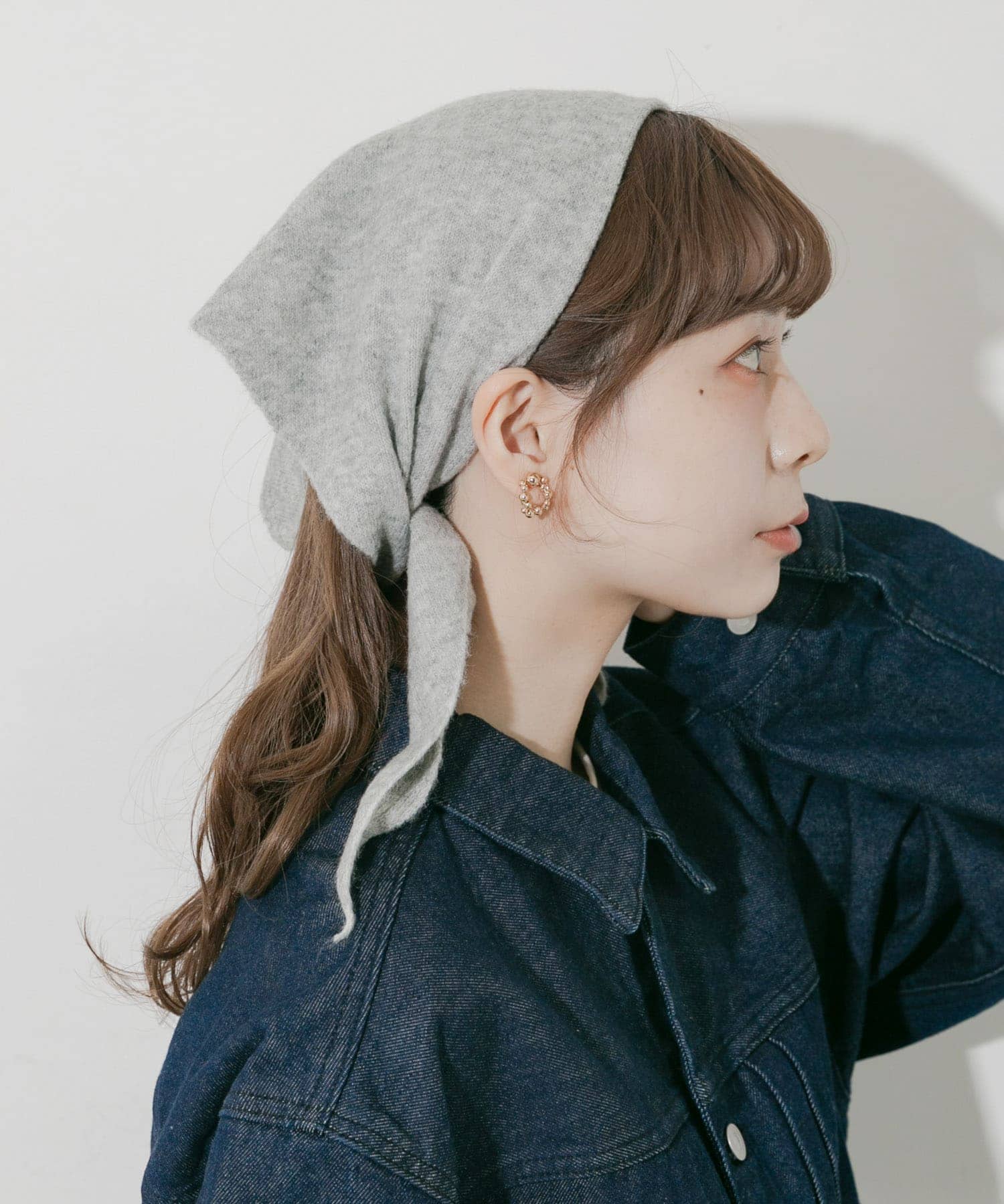 ニットスカーフ GRY -