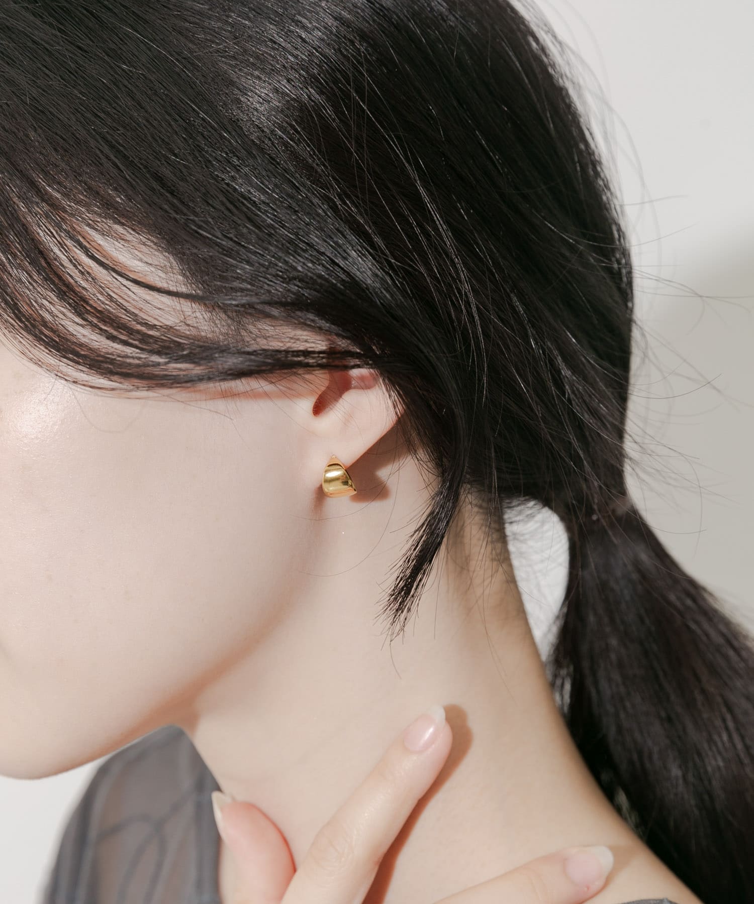 ステンレスミニワイドフープピアス GLD -