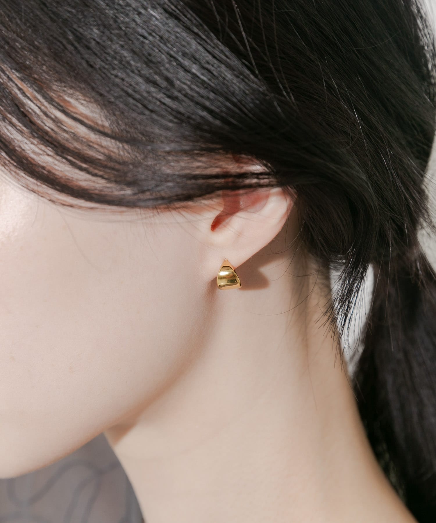 ステンレスミニワイドフープピアス GLD -