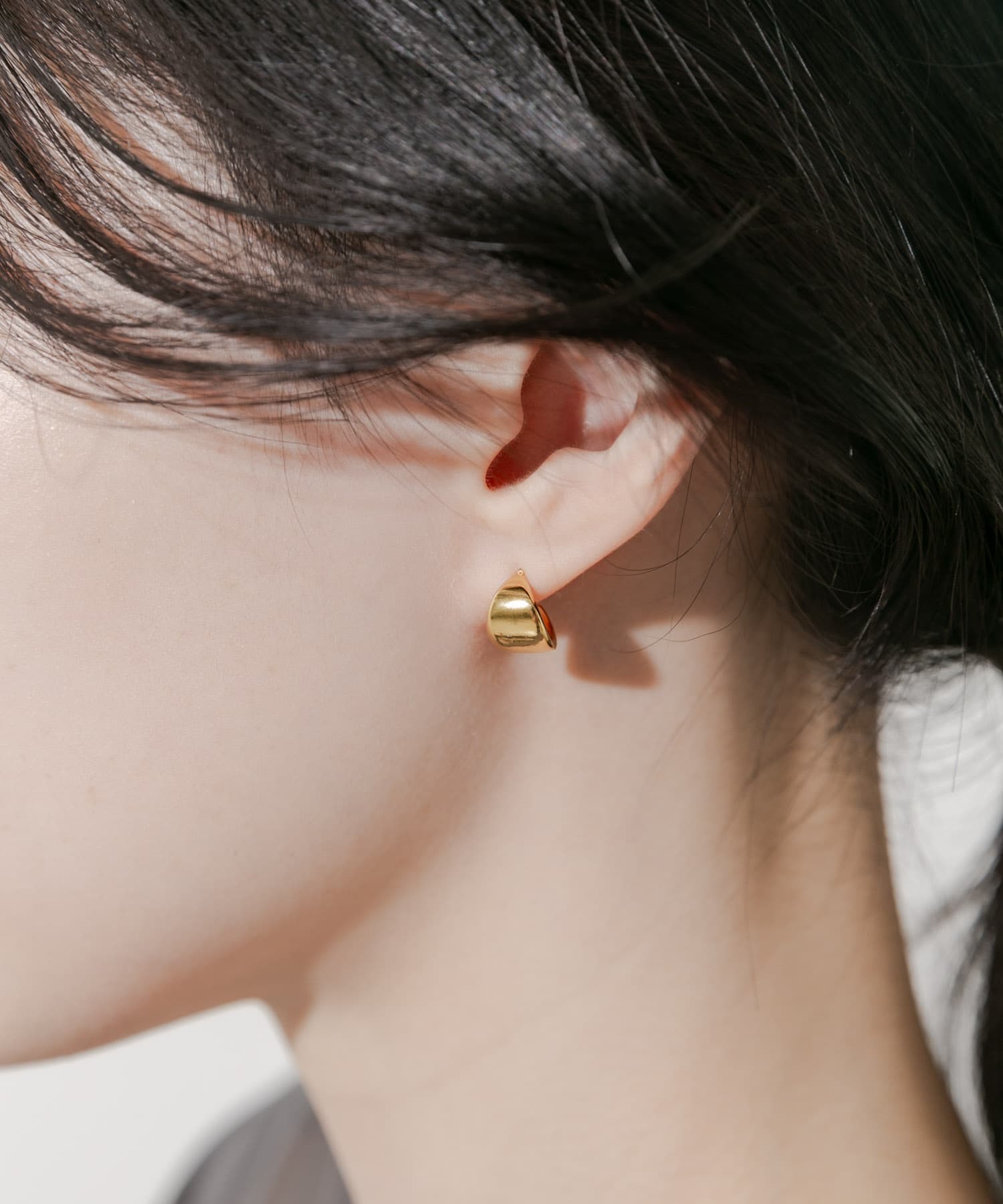 ステンレスミニワイドフープピアス GLD -