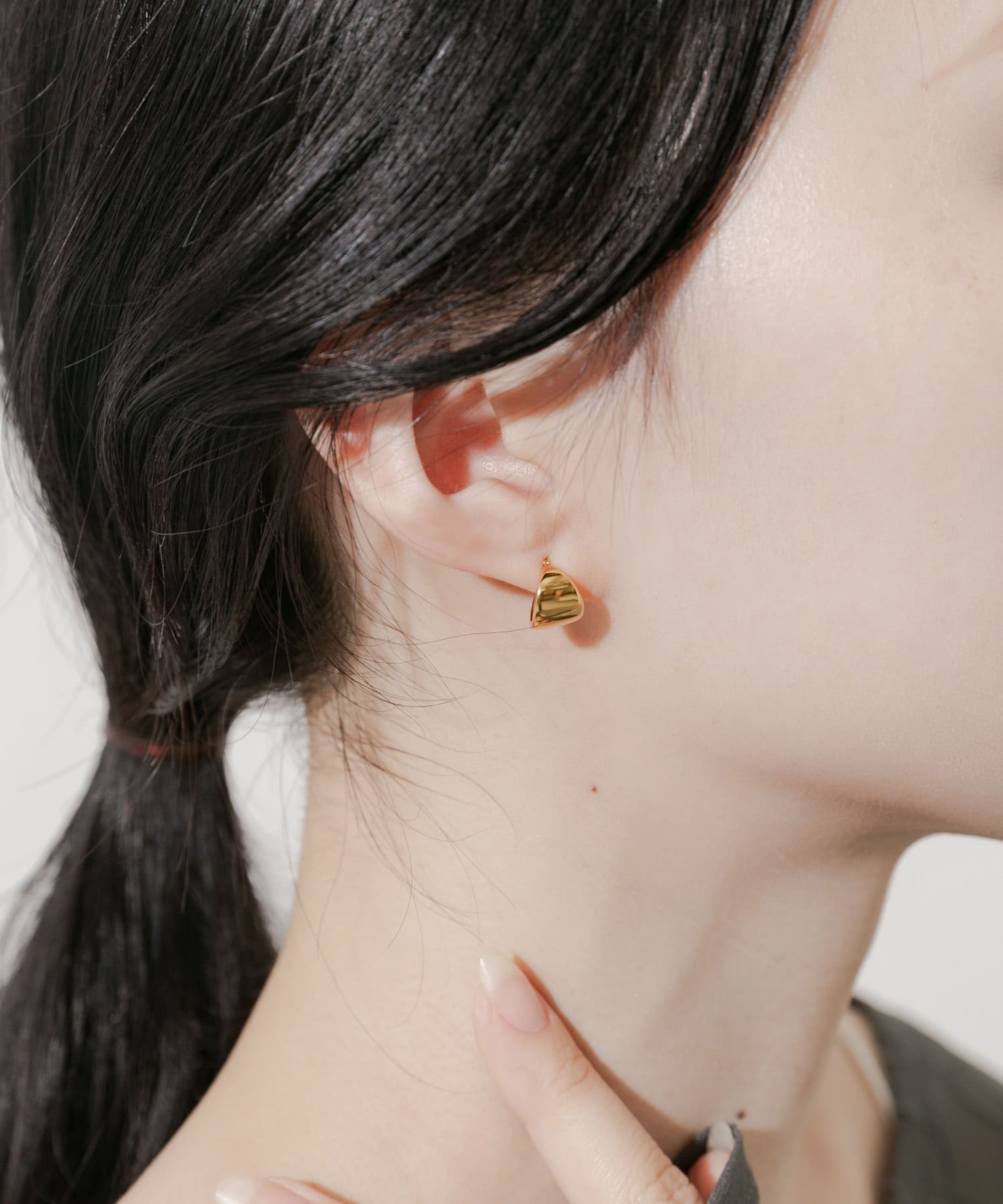 ステンレスミニワイドフープピアス GLD -