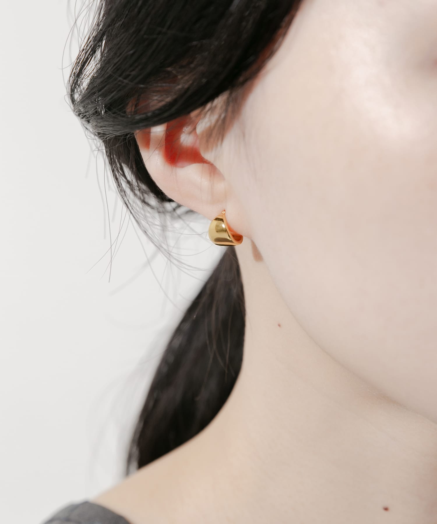 ステンレスミニワイドフープピアス GLD -